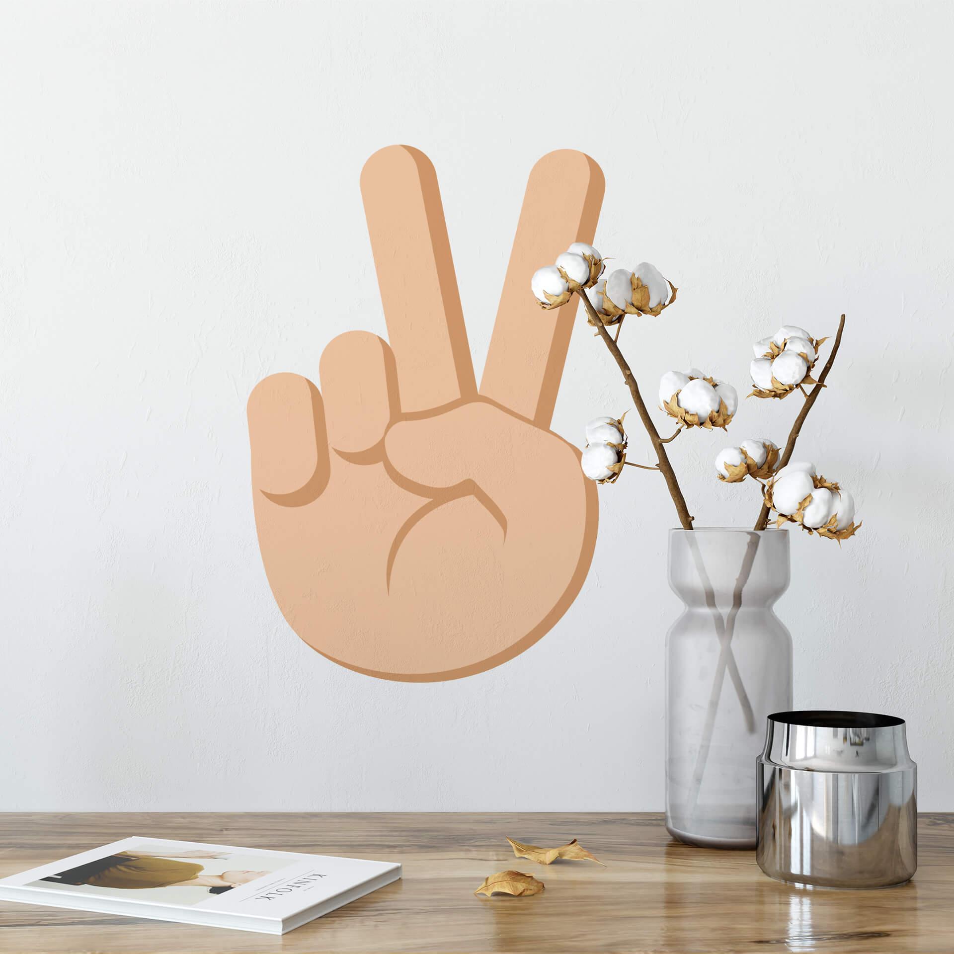 Muursticker Emoji Victory Hand
