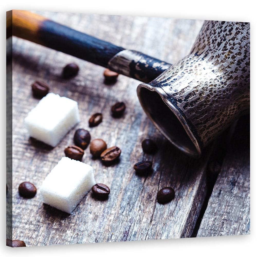 Canvasbillede, kaffekop og sukker