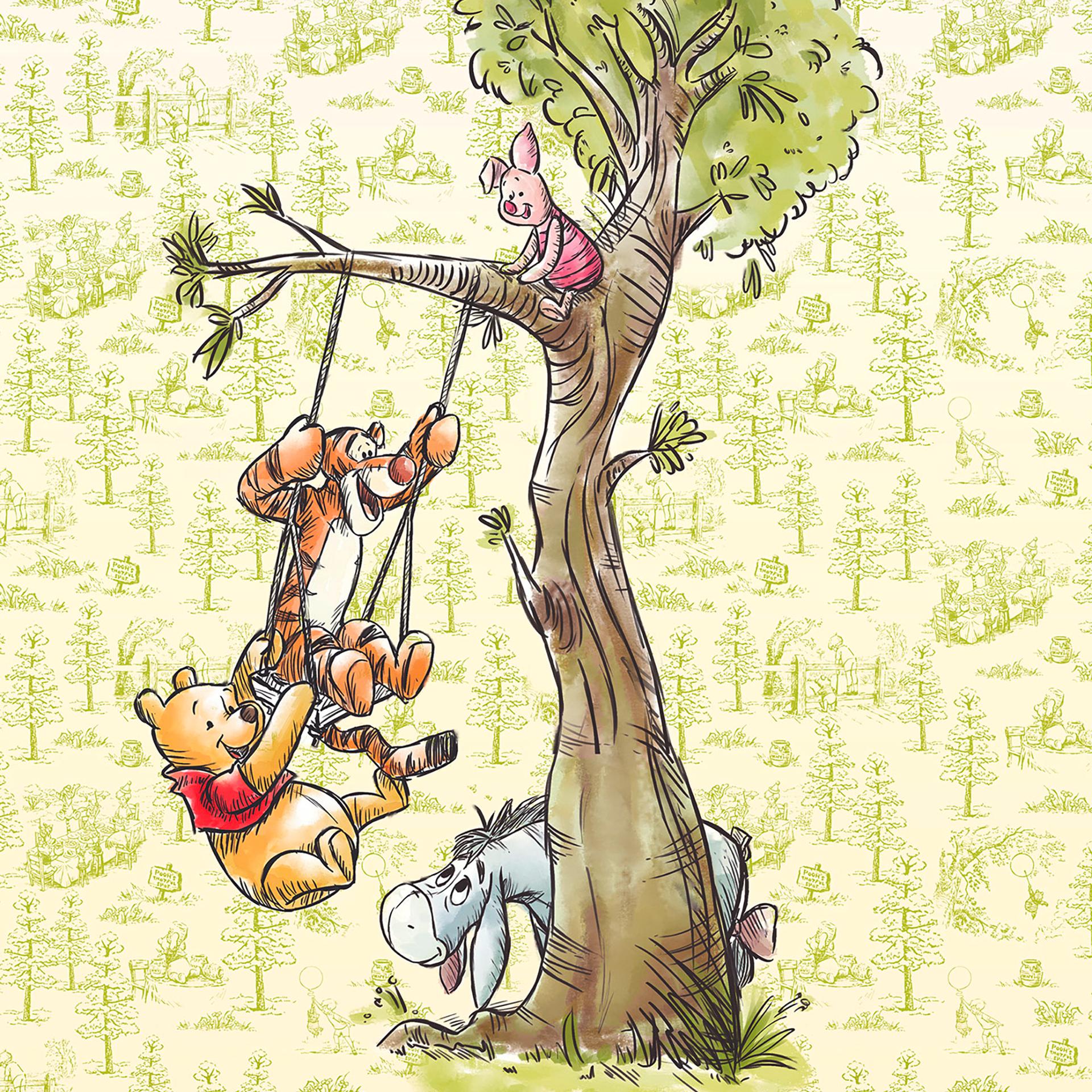 Tapet - Winnie the Pooh i skoven - 200 x 280 cm