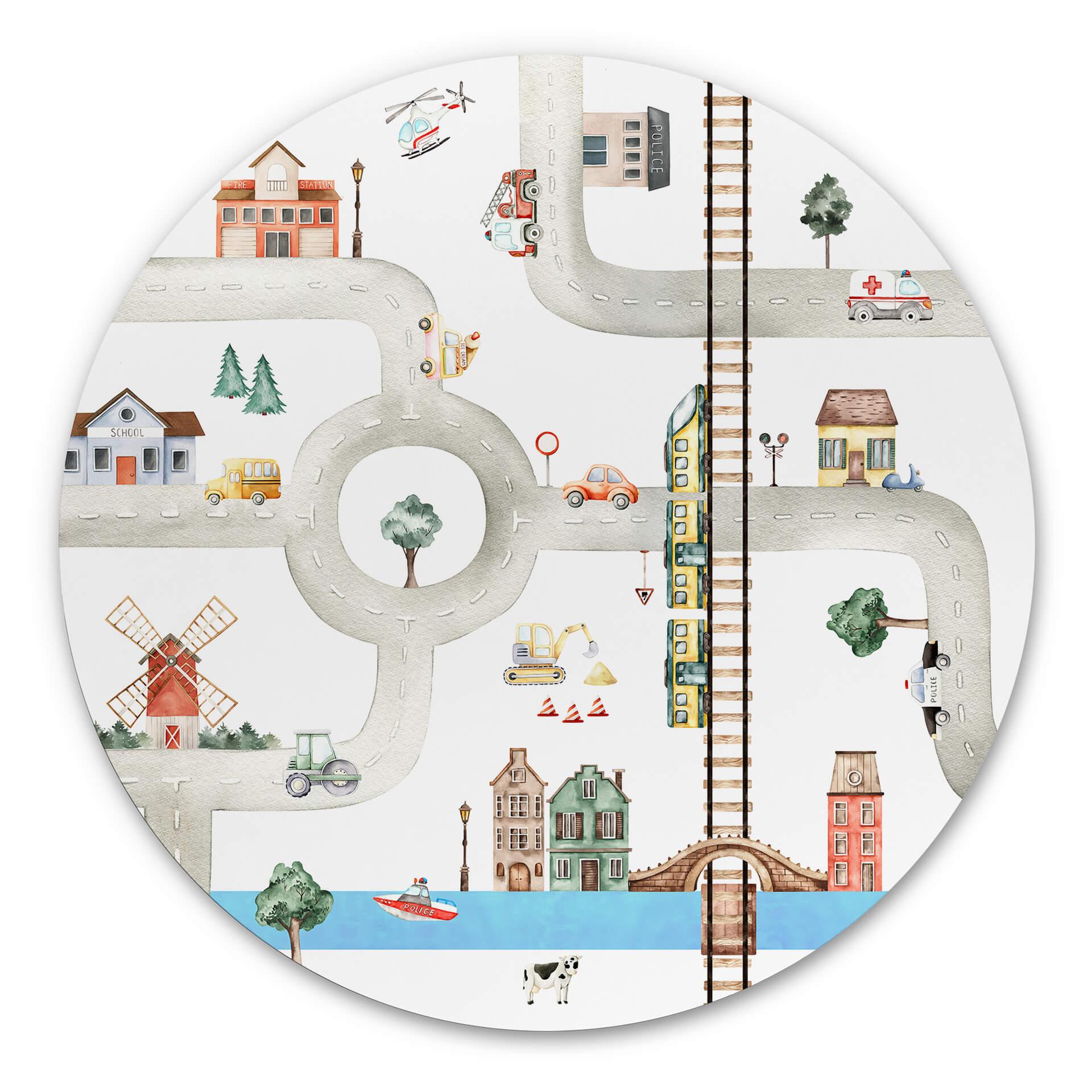 Tableau sur alu-Dibond rond Oliver Robins - Let's Play