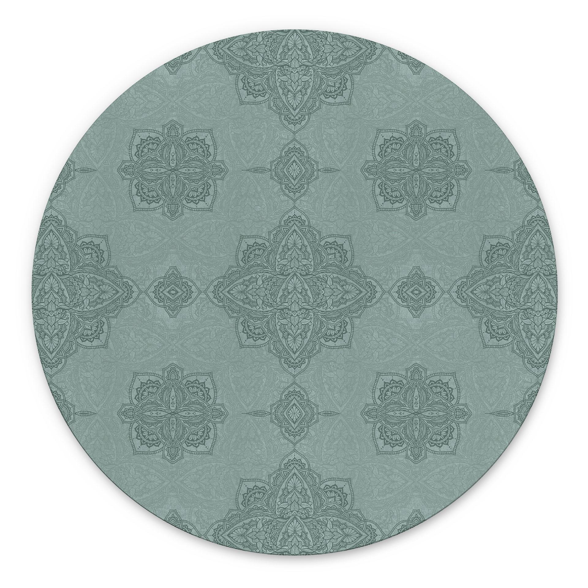 Billede Mønster Marrakech grøn - Bloomery Decor - rund – print på aluminium (Alu-Dibond)