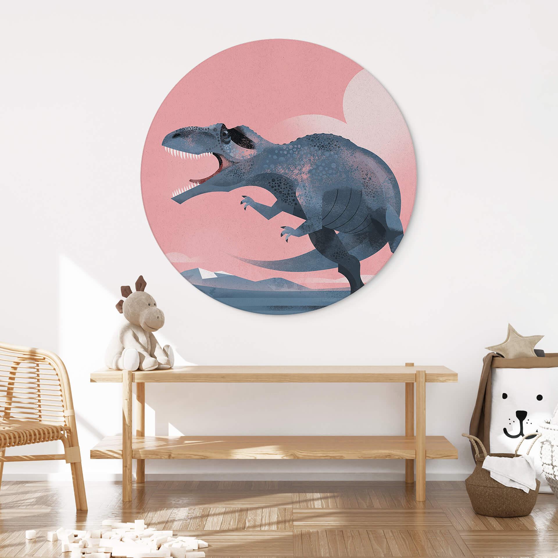 Wandbild Dinosaurier Giganotosaurus - Alu-Dibond Rund - Braun