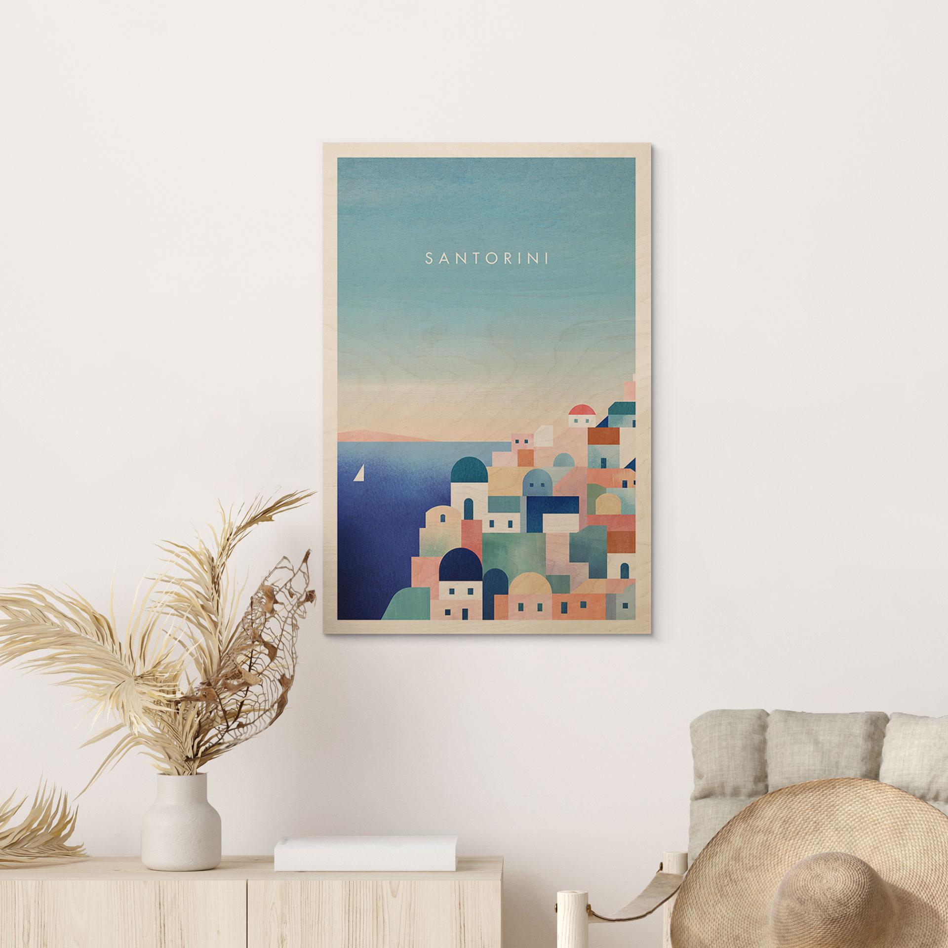 Træplakat Huse på Santorini - Rivers