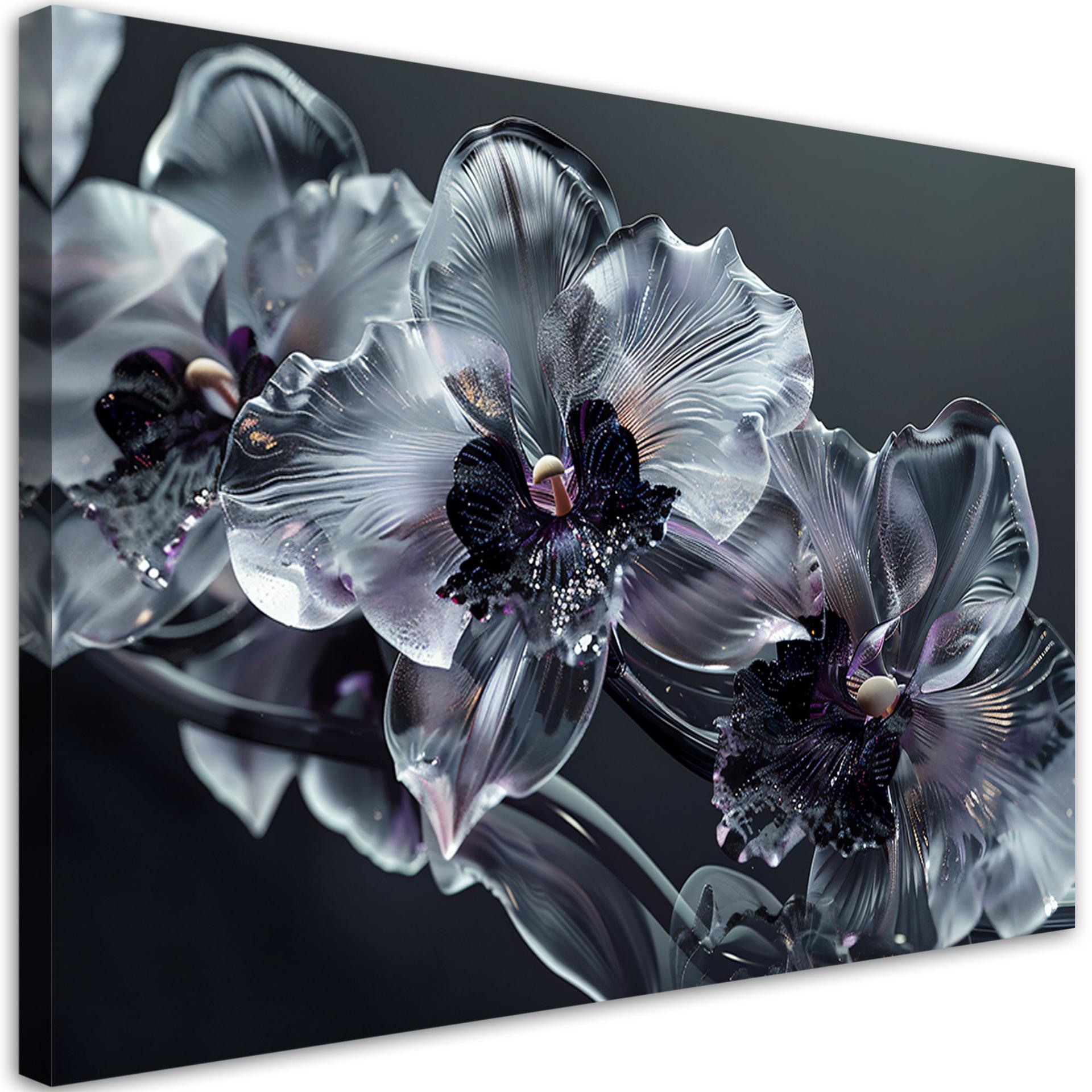 Canvasbillede, Sorte og hvide blomster i blomst