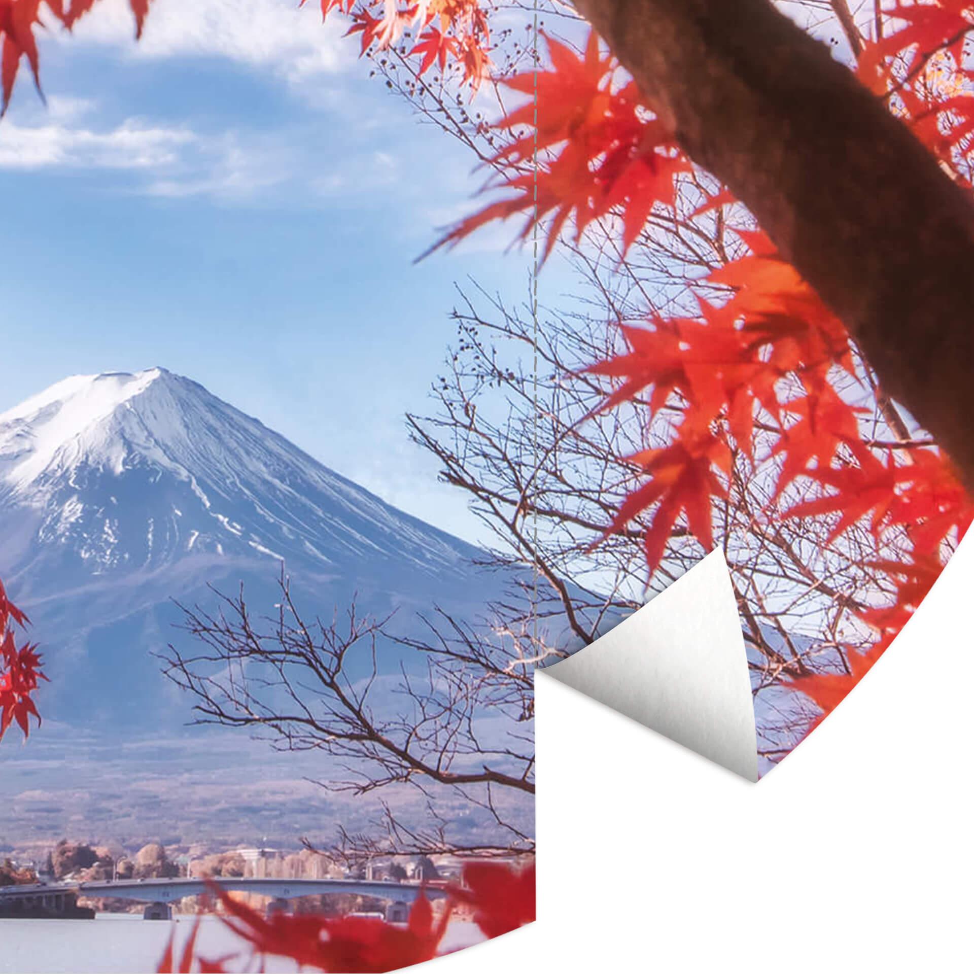 Behangcirkel Samejima - Leaves at Mount Fuji - vliesbehang/zelfklevend vliesbehang