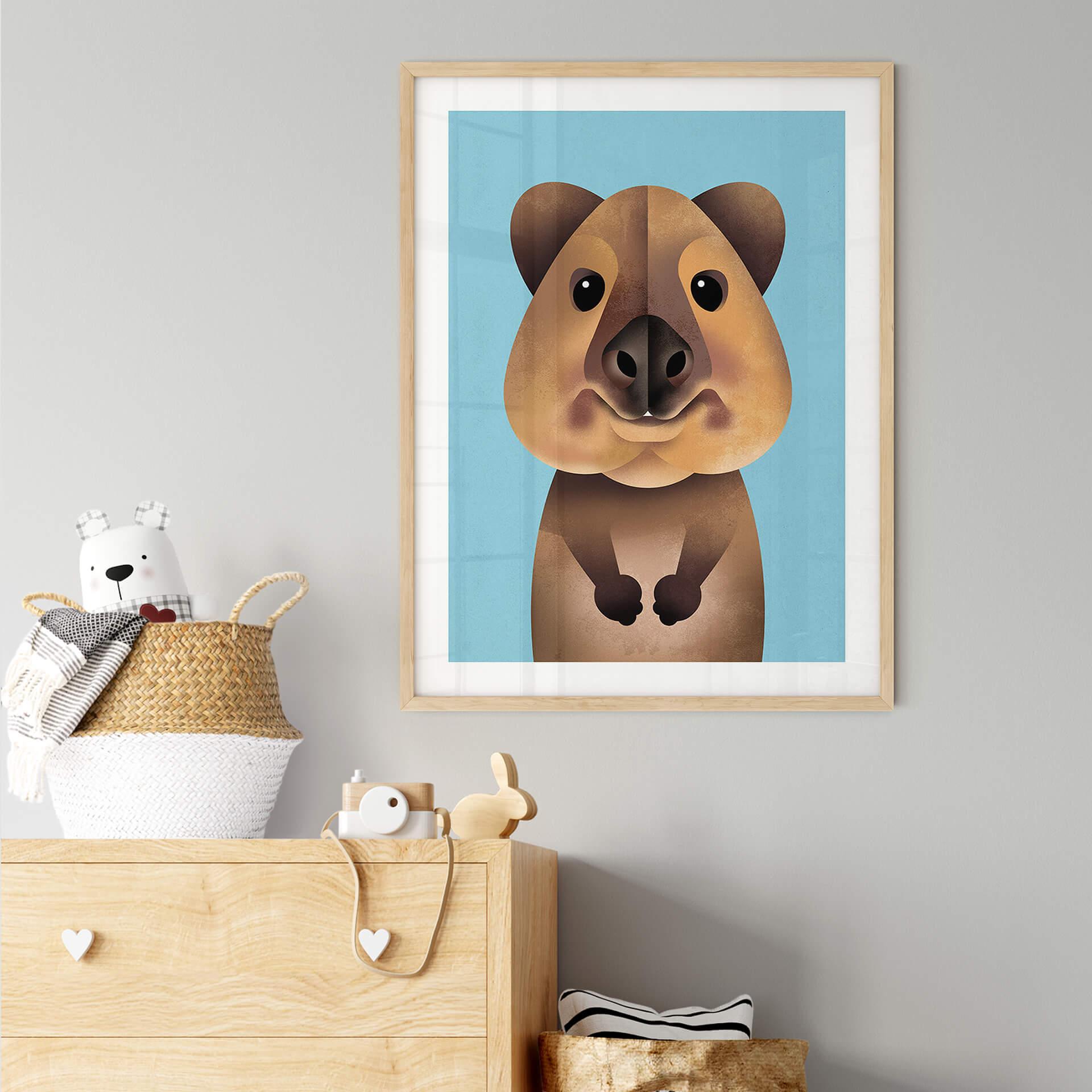 Kinderposter mit Tier-Motiv - Quokka - Braun