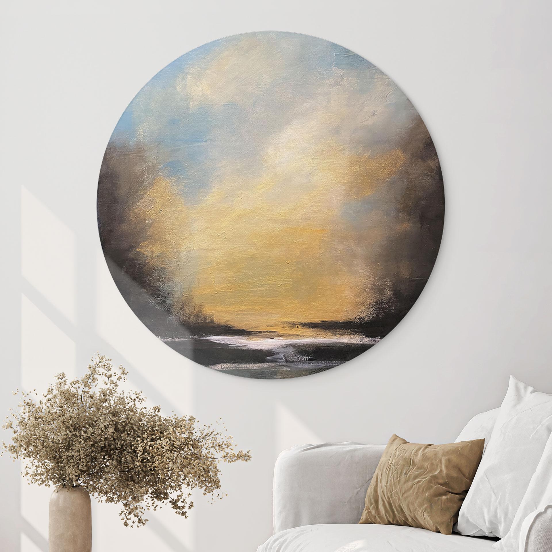 Wandbild Goldenes Licht am Abendhimmel - Bergius - Alu-Dibond Rund