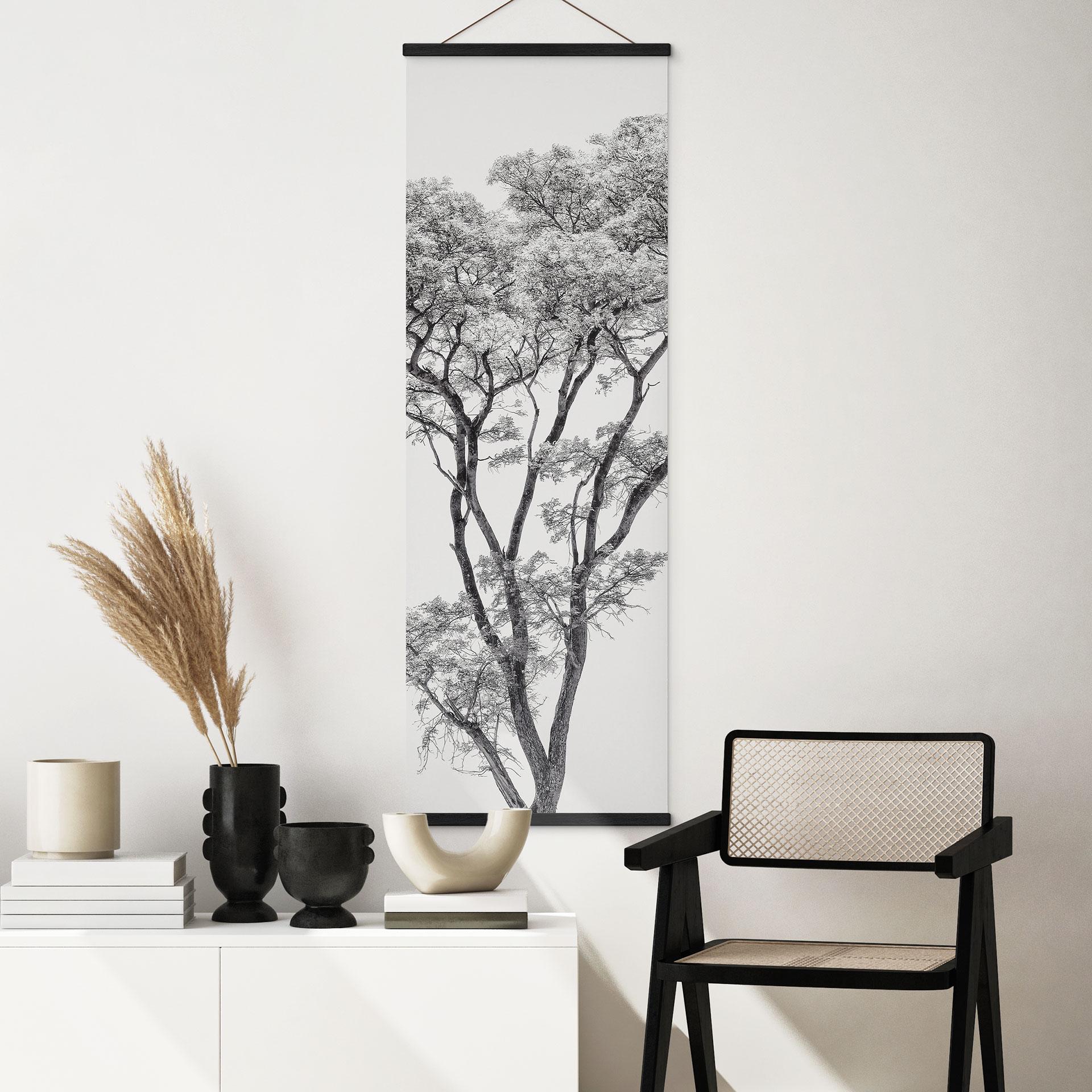 Póster de tela Árbol minimalista en paisaje tranquilo - Harina - Panorama