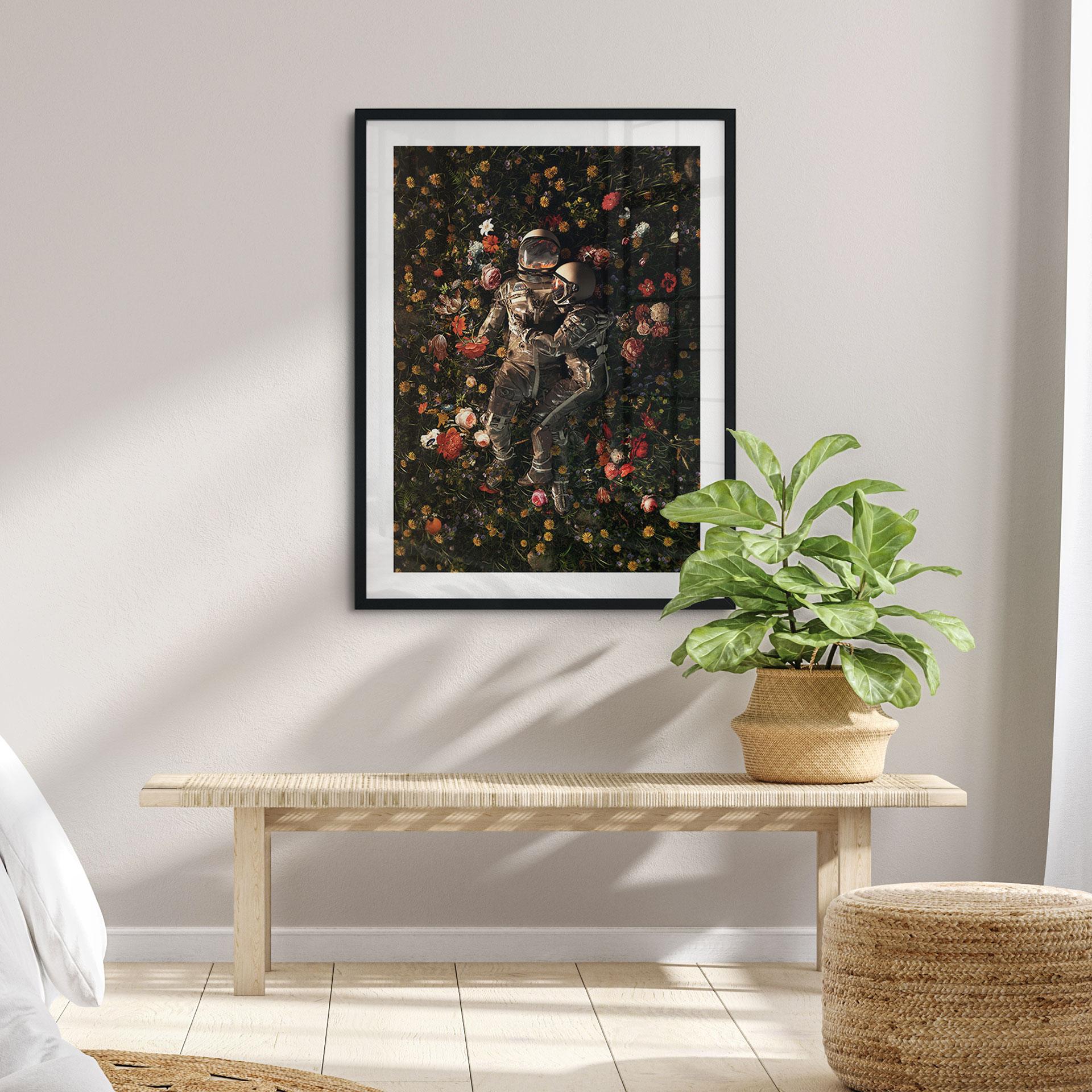 Póster Astronautas en un prado de flores - Nicebleed