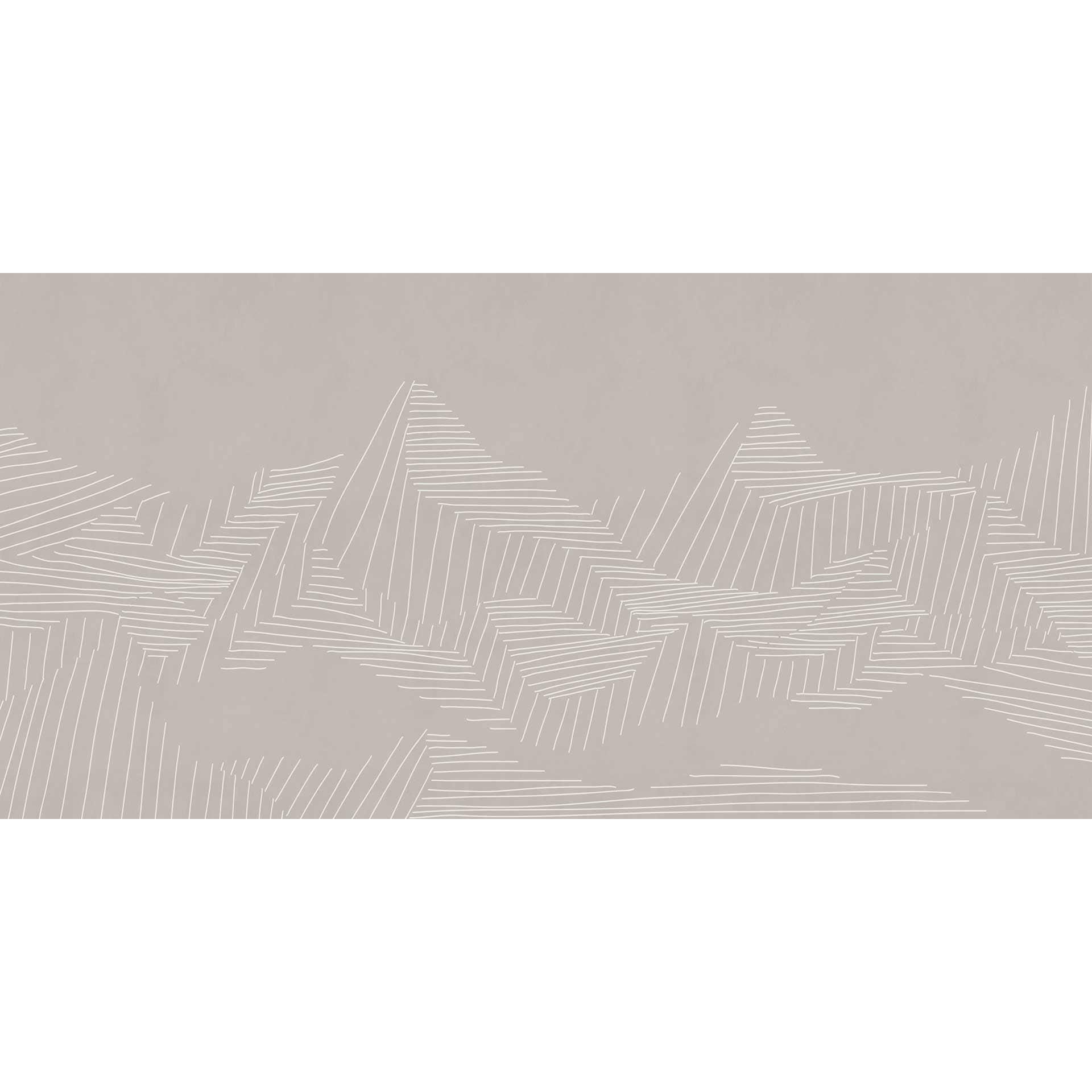 Geometrisch bergen behang in beige met lijnenpatroon - vliesbehang