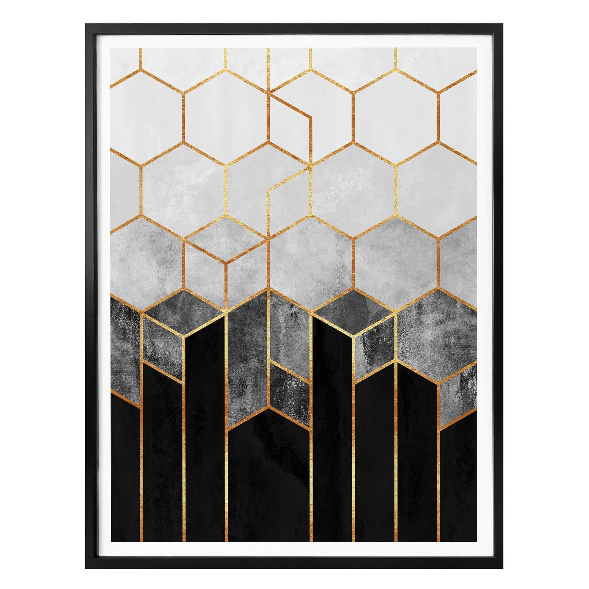 Frederiksson Plakat - Hexagon - Black and Grey
