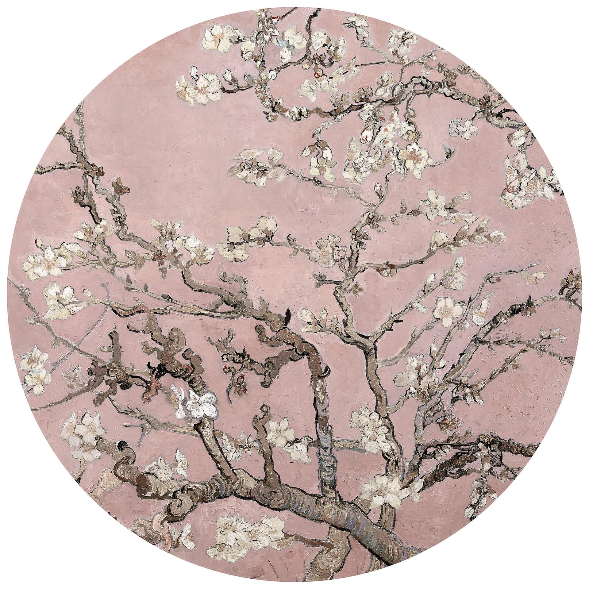 Behangcirkel van Gogh - Amandelbloesem roze - vliesbehang/zelfklevend vliesbehang