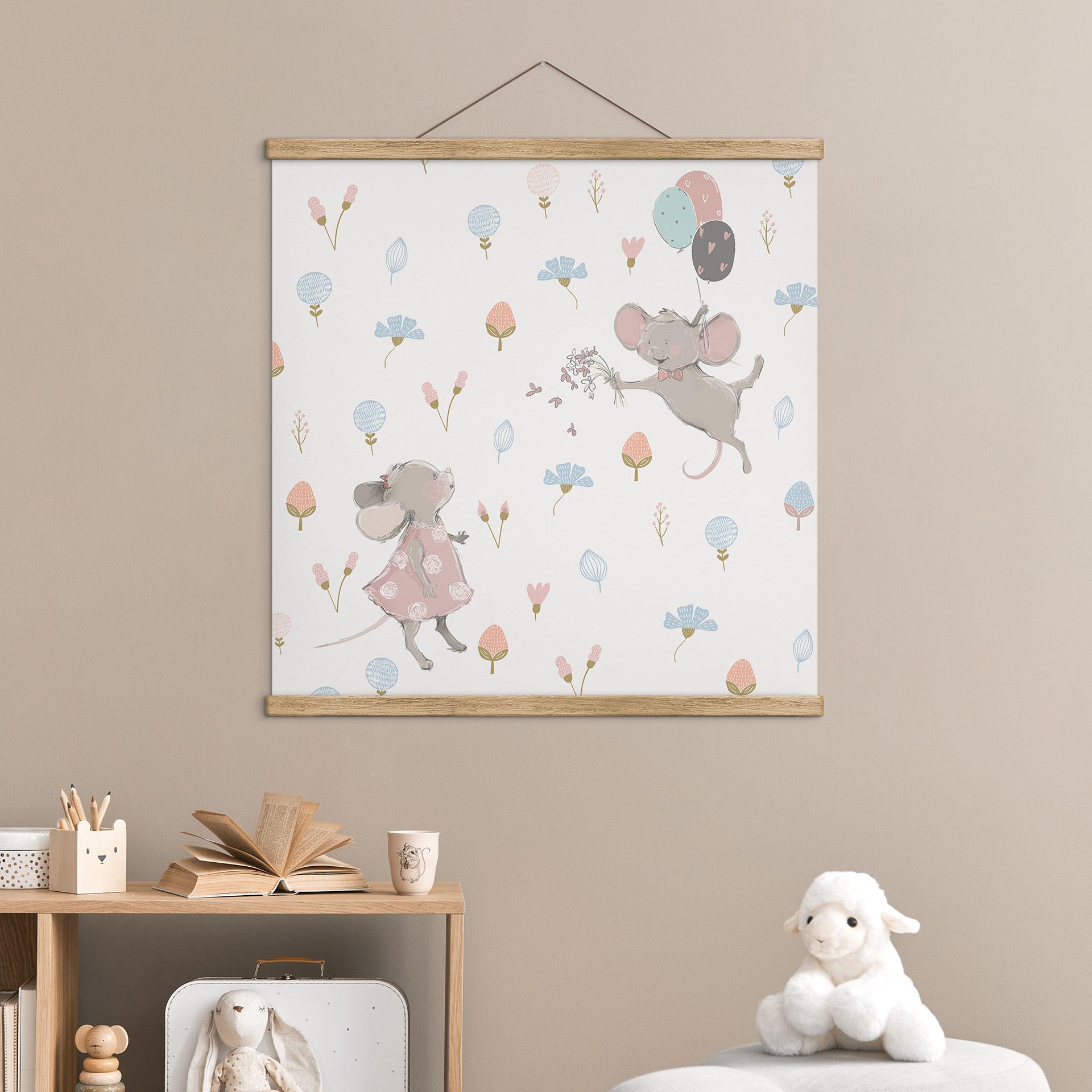 Obraz tkaniny Małe myszki z balonami - UN Designs