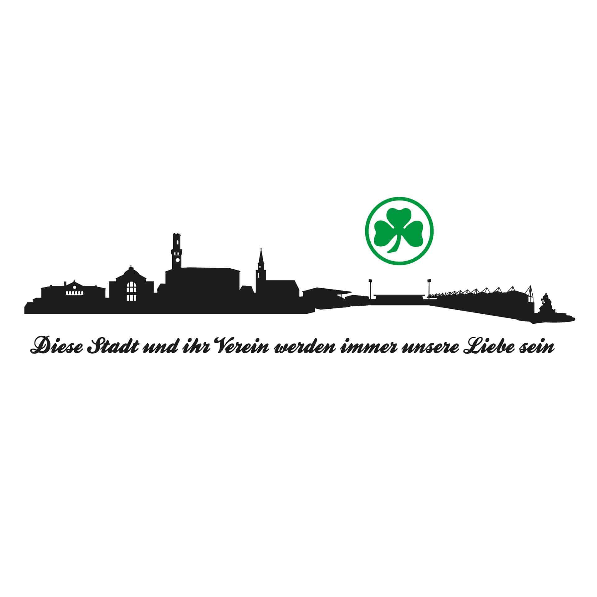Wandtattoo SpVgg Greuther Fürth Skyline mit Kleeblatt farbig 2