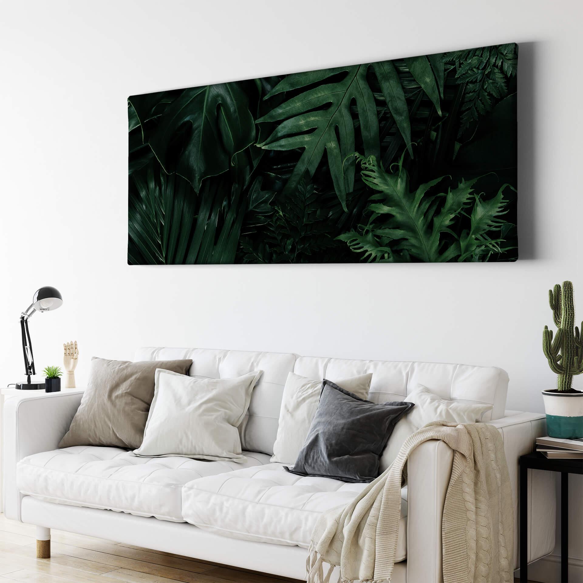 Lienzo Plantas de la jungla verde oscuro - Panorama