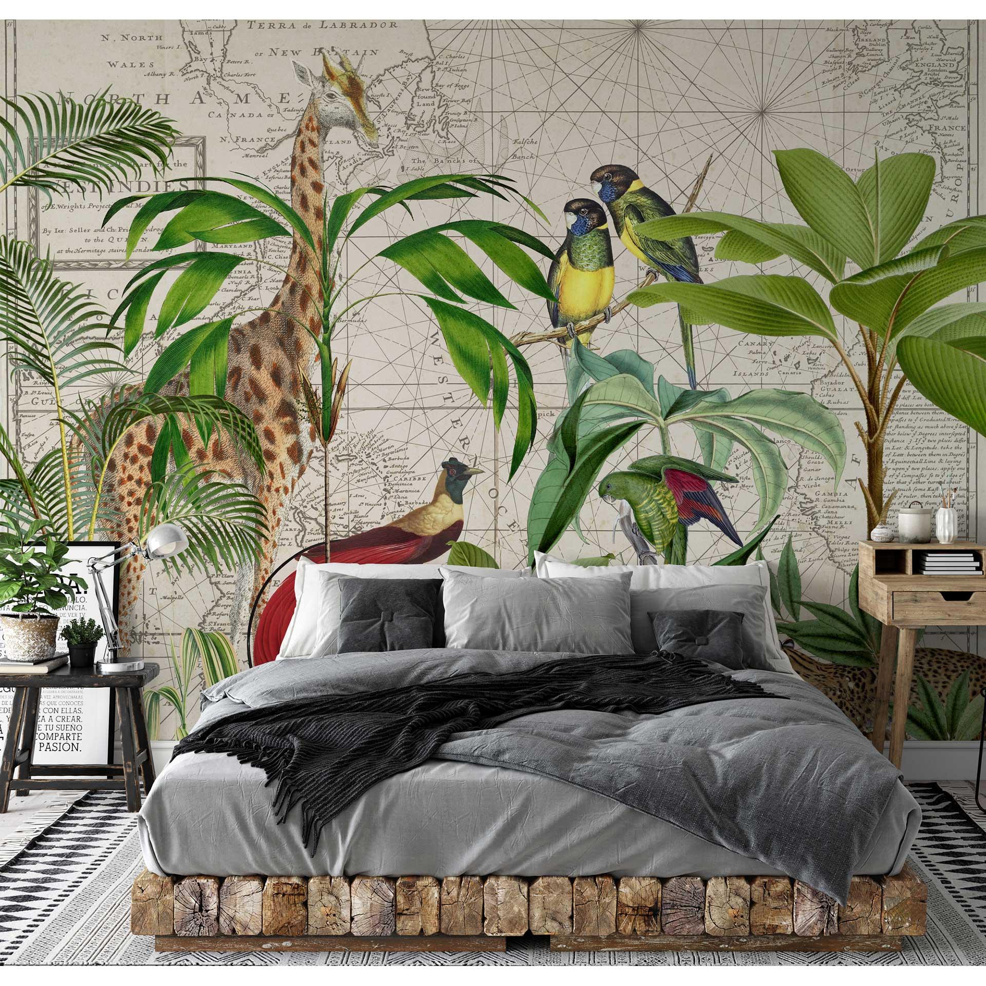 Livingwalls Fotobehang ARTist Palm Tree Map