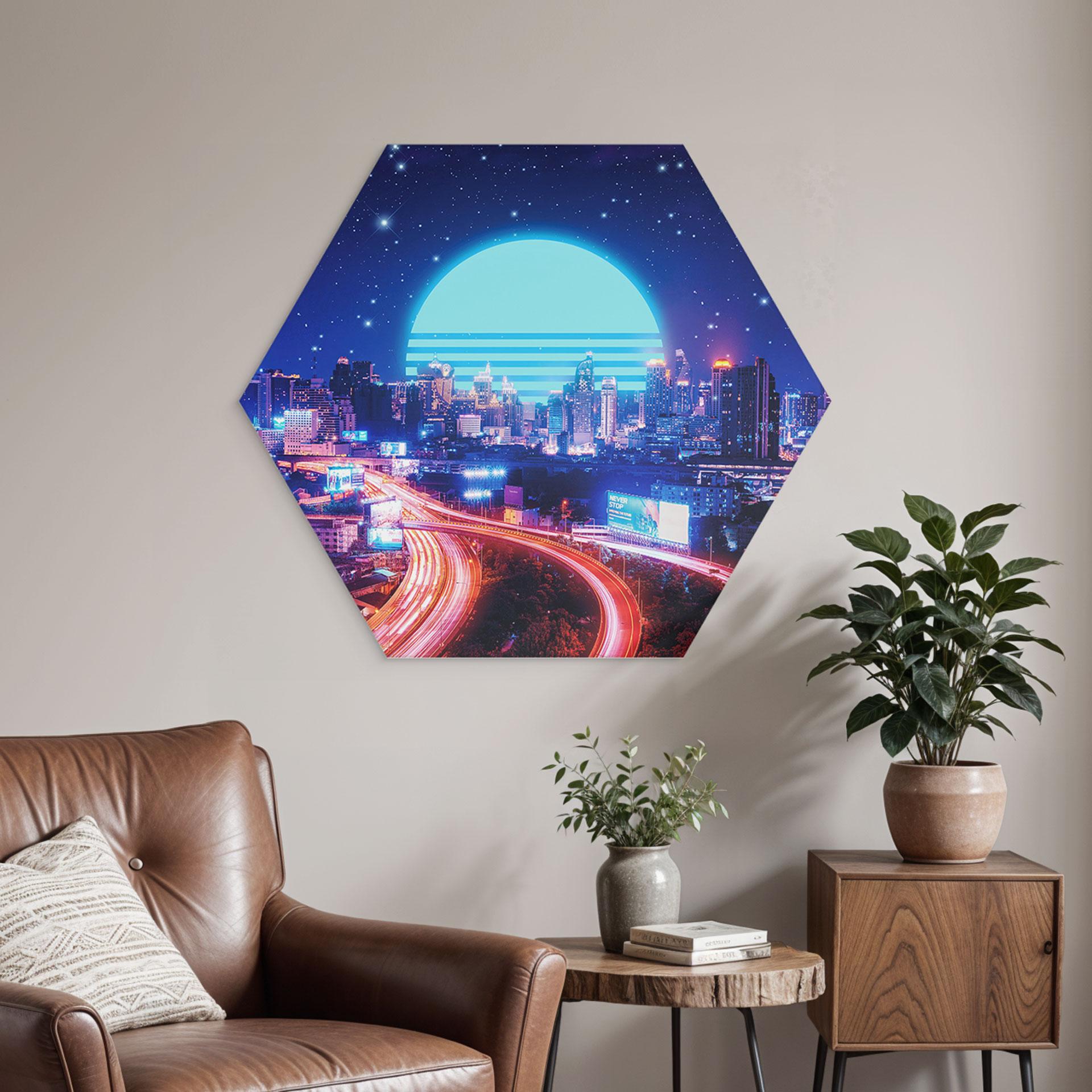 Hexagon Wandbild Cyber City Bangkok - Takkar - Alu-Dibond