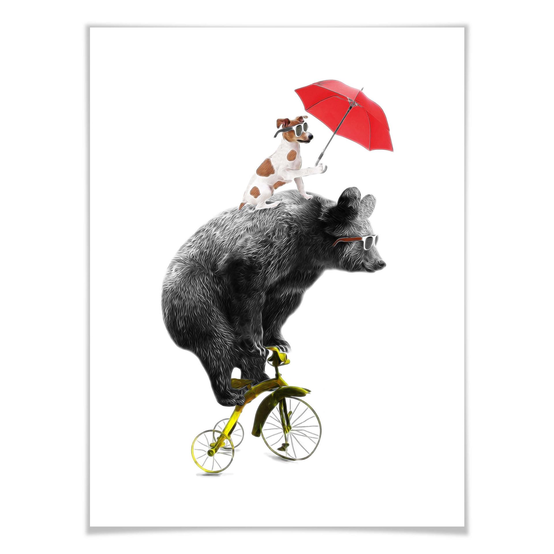 Plakat Rowerowy Niedźwiedź