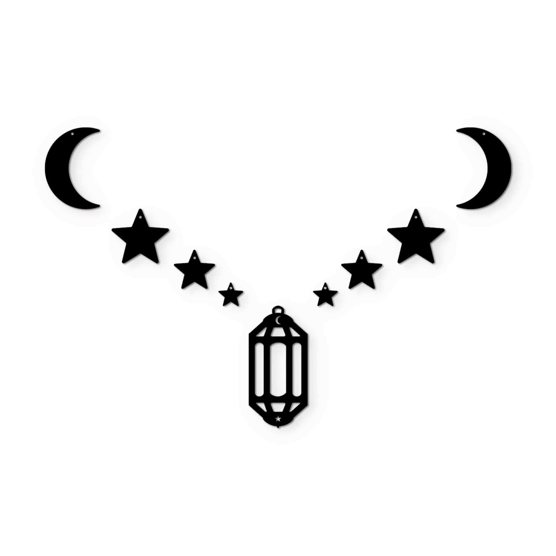 Decoro acrilico Ramadan Set - Luna stelle e lanterna