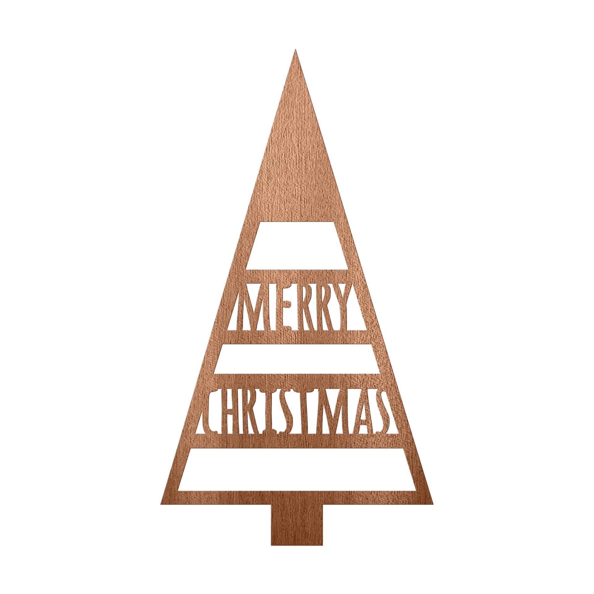 Decoración en madera - Árbol de Navidad Feliz Navidad - madera de caoba
