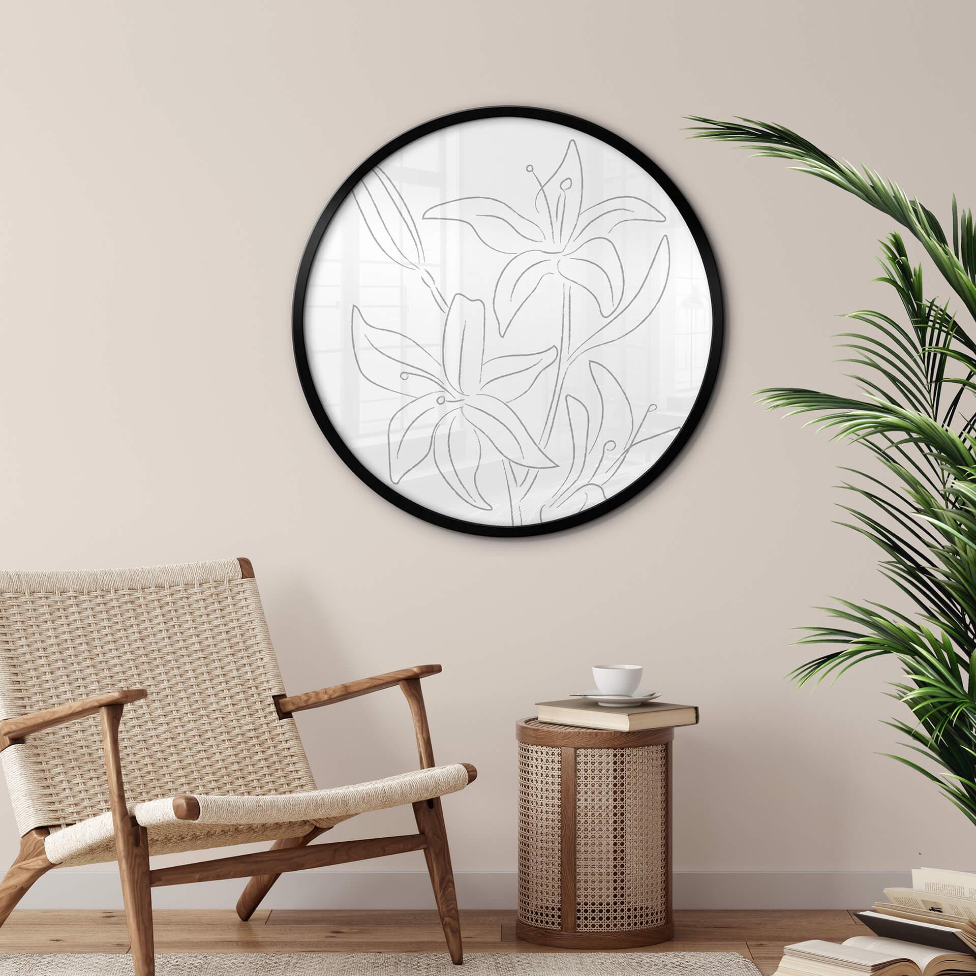 Poster 1X Studio - Line Art Floral - Rund