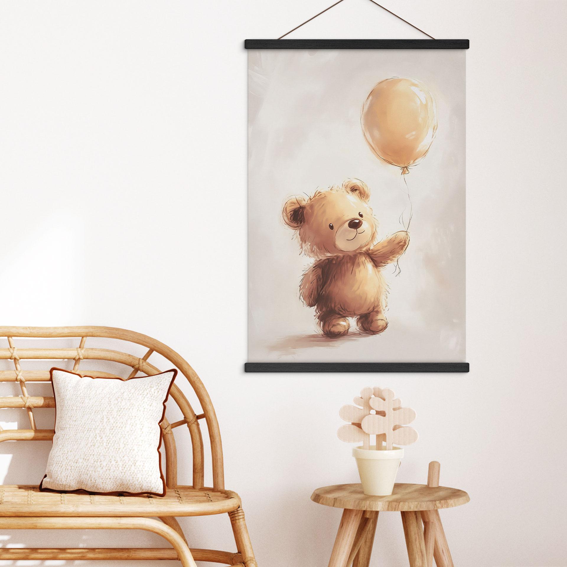 Póster de tela Osito de peluche con globo - Magnusson