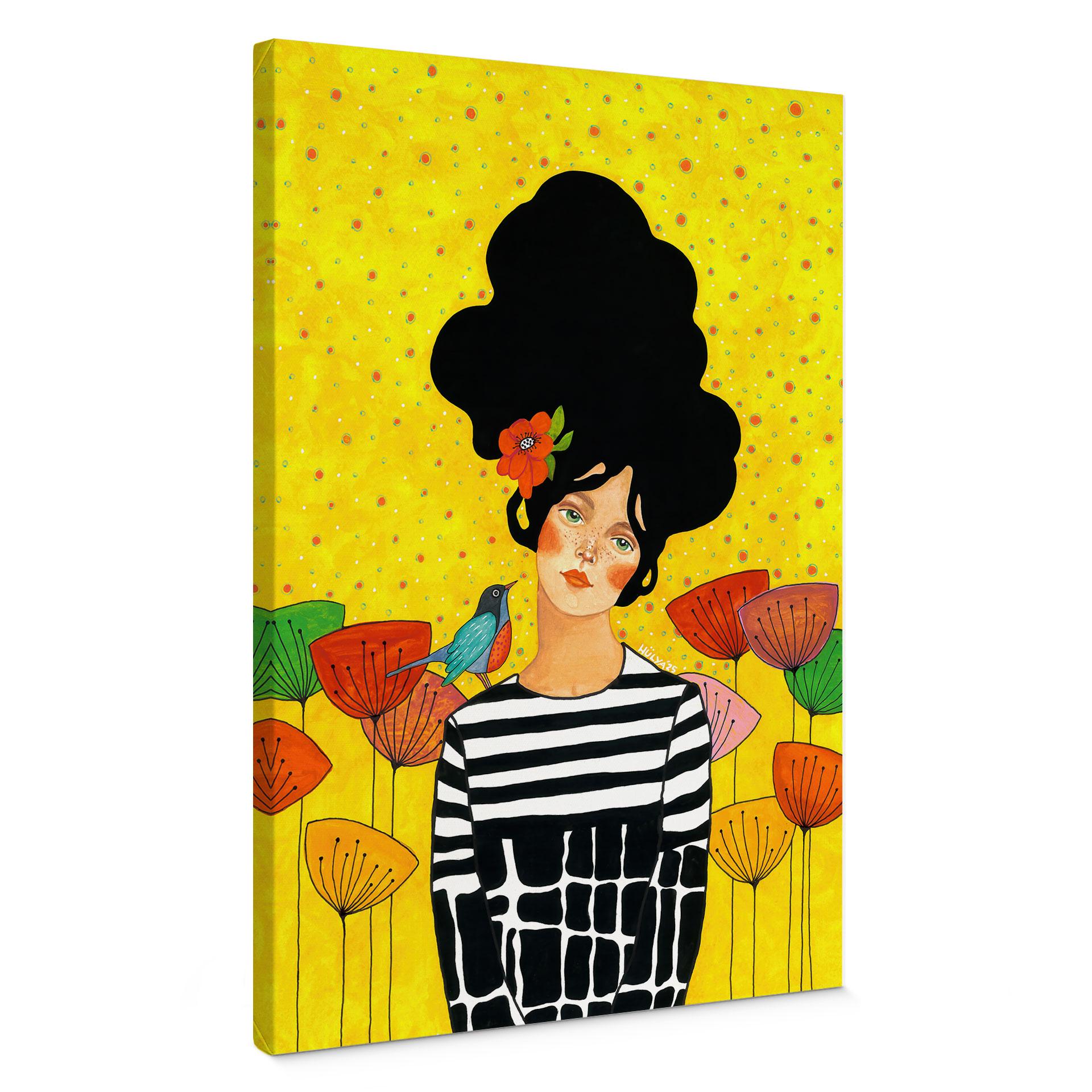 Canvasbillede blomsterpige i sommerhave - Hülya