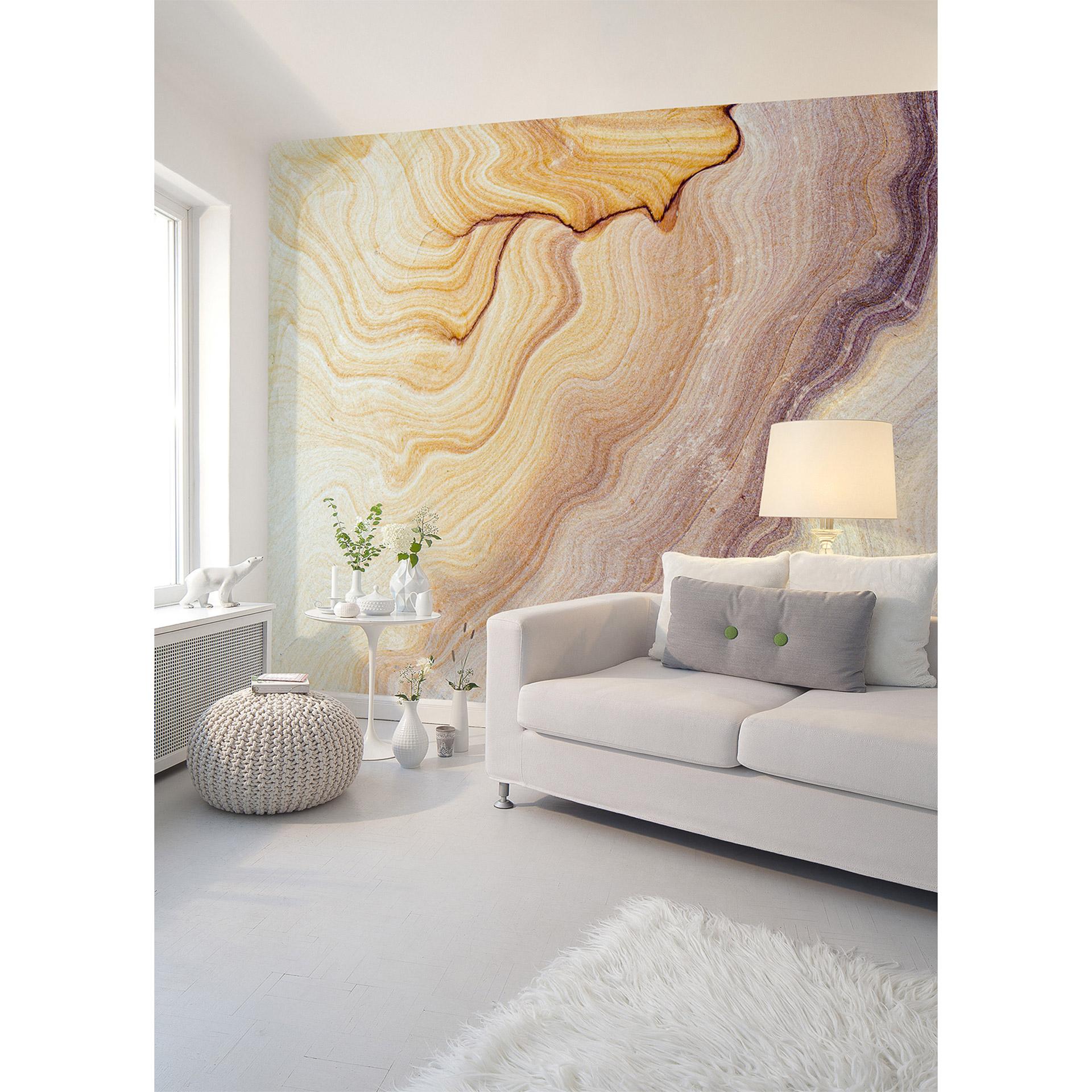 Orange og blå non-woven tapet Designwalls Marble Waves stenlook moderne