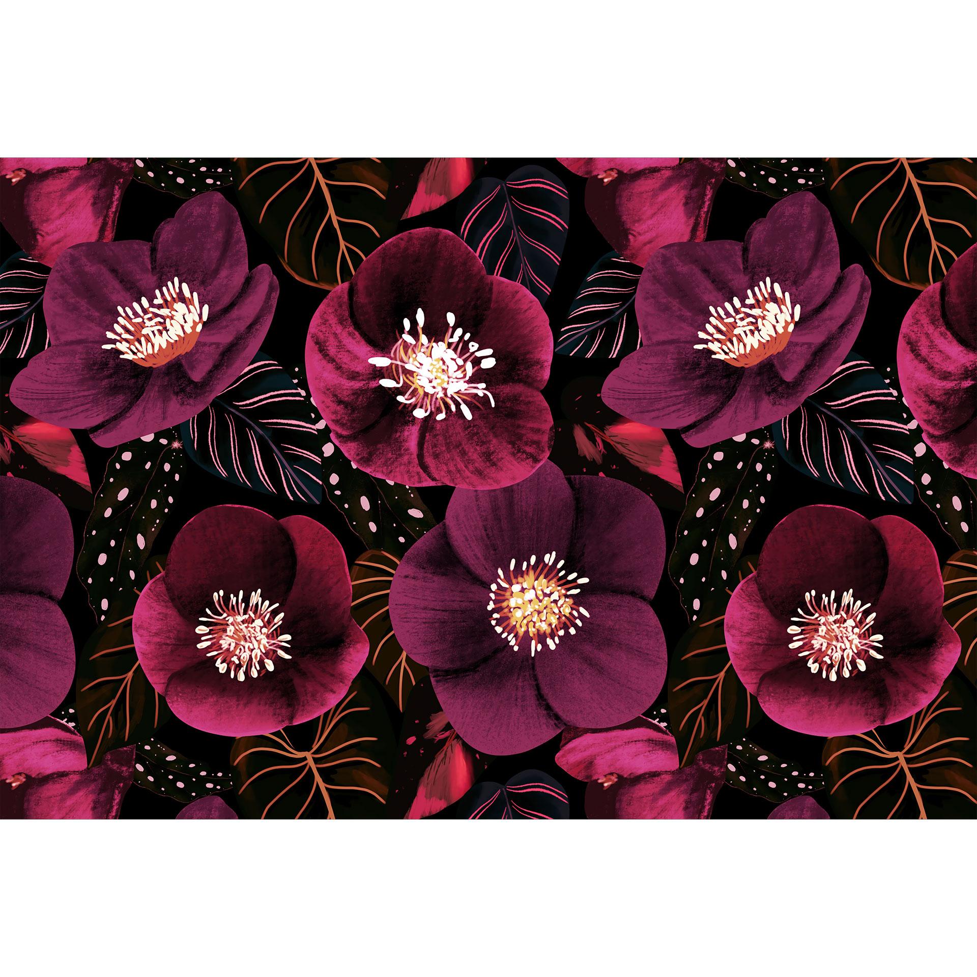 Bloemenbloesem Fotobehang in paarse tinten | bloemenbehang - anijs illustratie