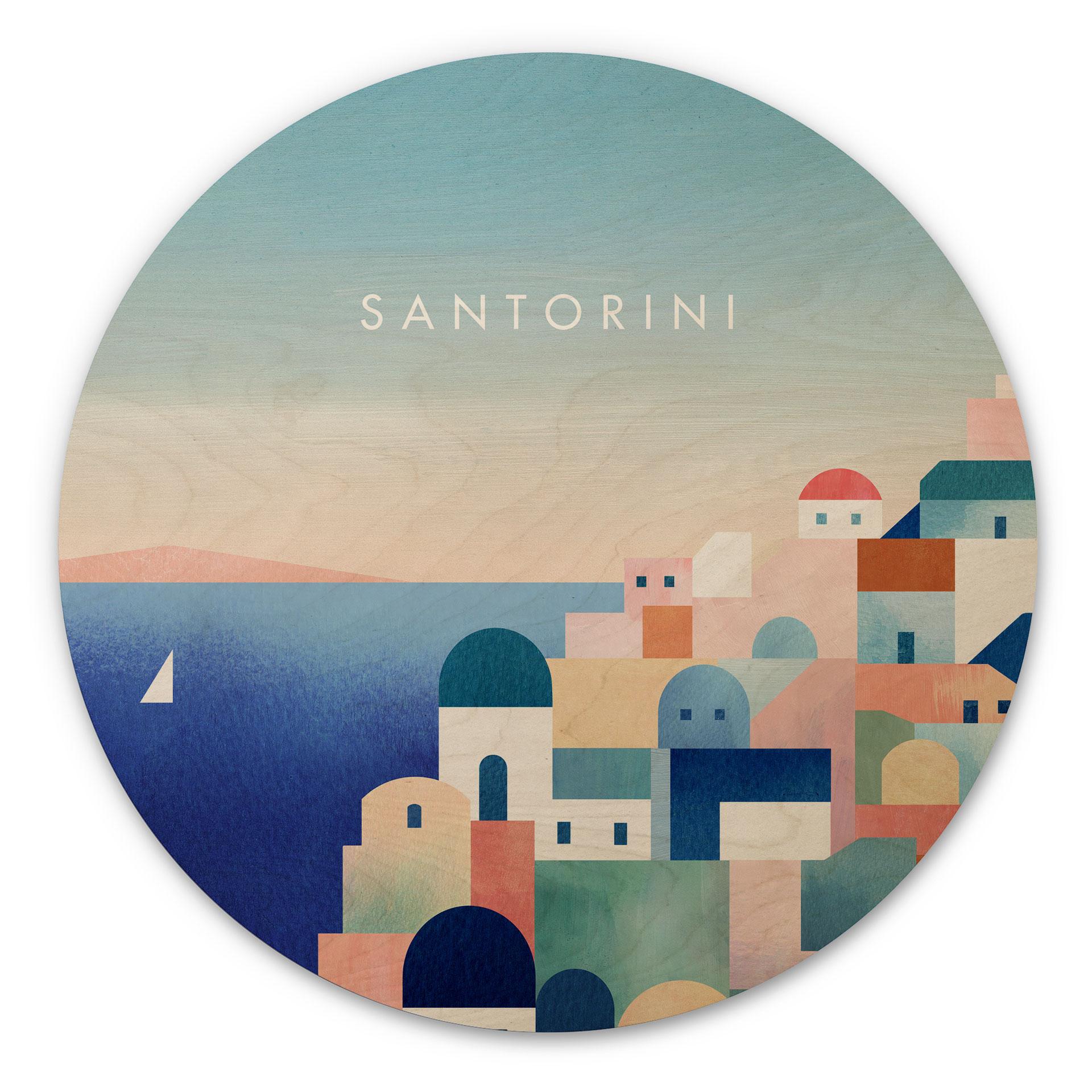 Væg cirkel træ Huse på Santorini - Rivers