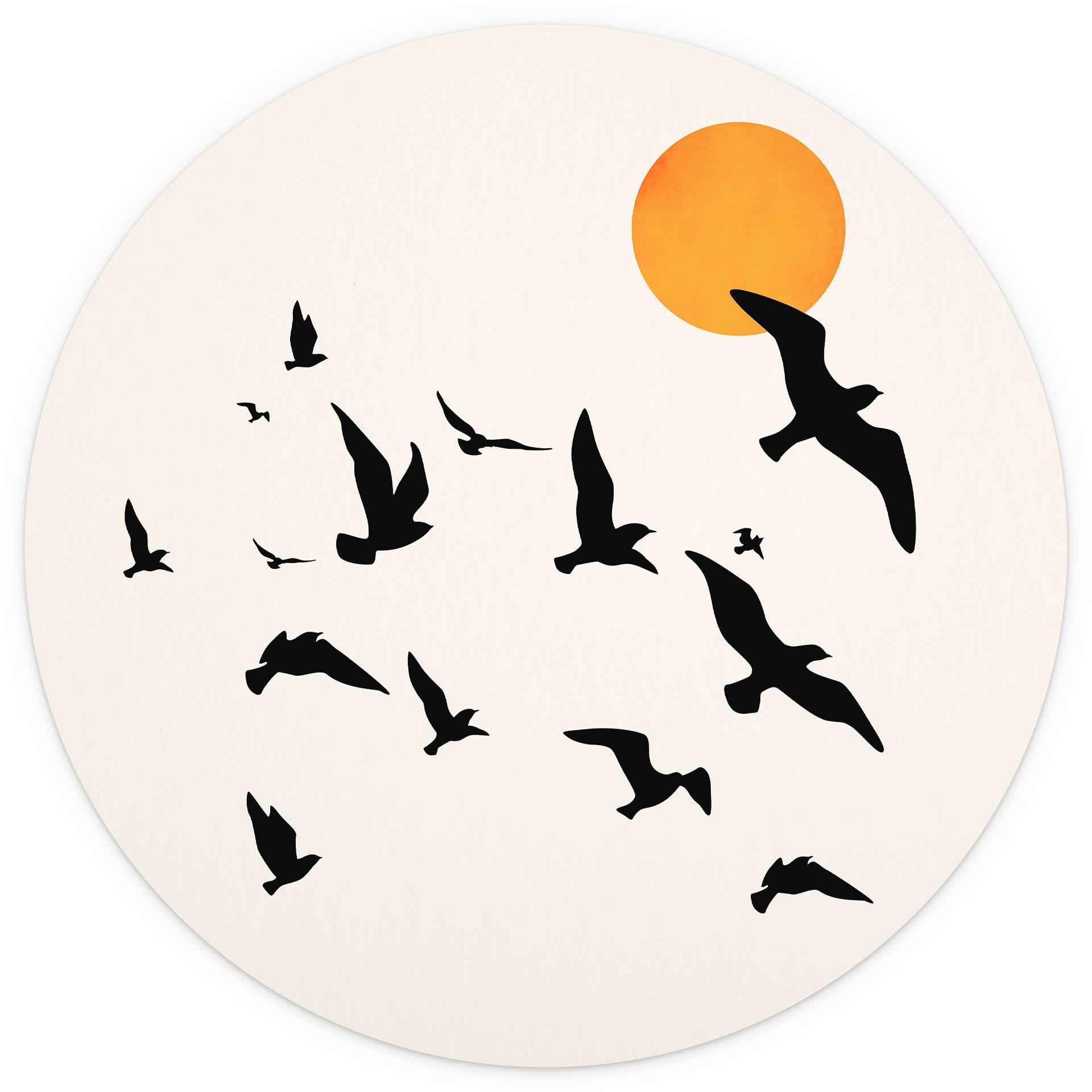 Behangcirkel Trekvogels op weg naar het zuiden - Kubistika - vliesbehang/zelfklevend vliesbehang
