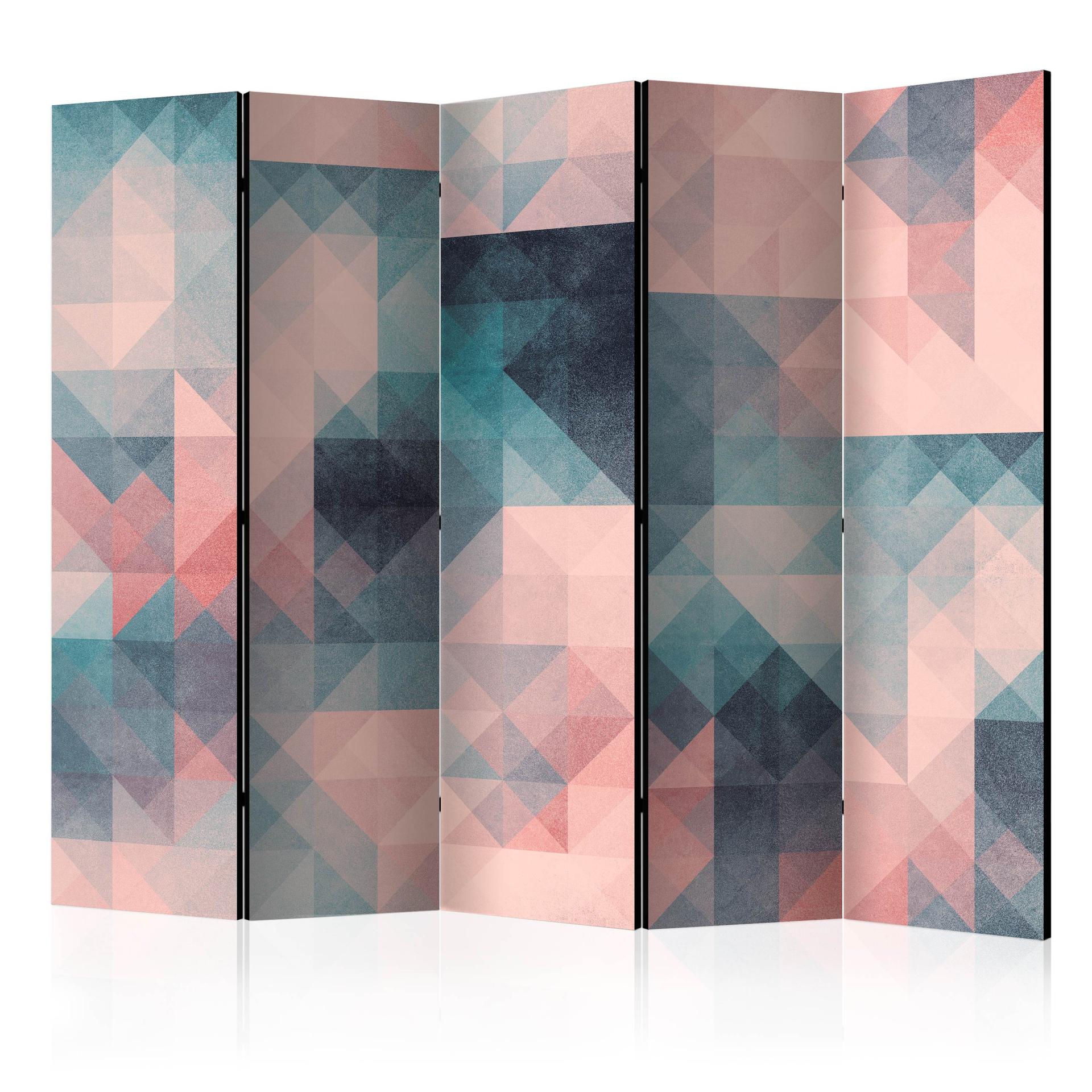 Divisorio per la stanza - Pixel Labyrinth (verde e rosa), 3 pezzi
