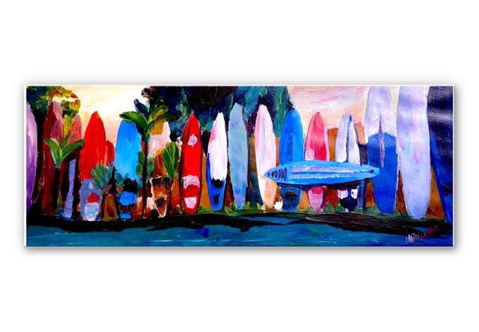 Tableau Forex - Bleichner - Mur de planches de surf - Panorama