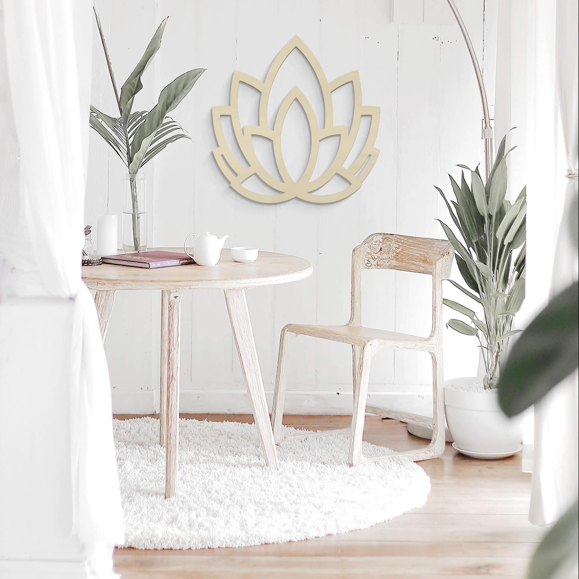 Decoración en madera de álamo - Flor de loto Yoga