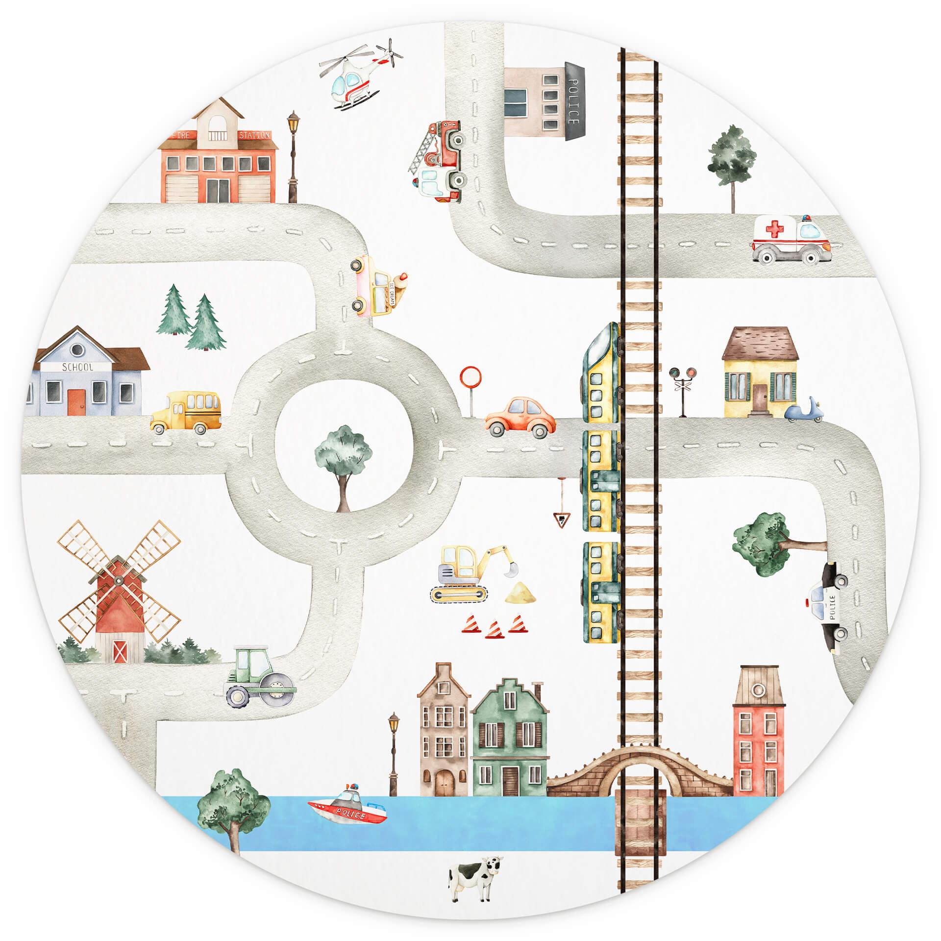 Behangcirkel Oliver Robins - Speelstraat - vliesbehang/zelfklevend vliesbehang