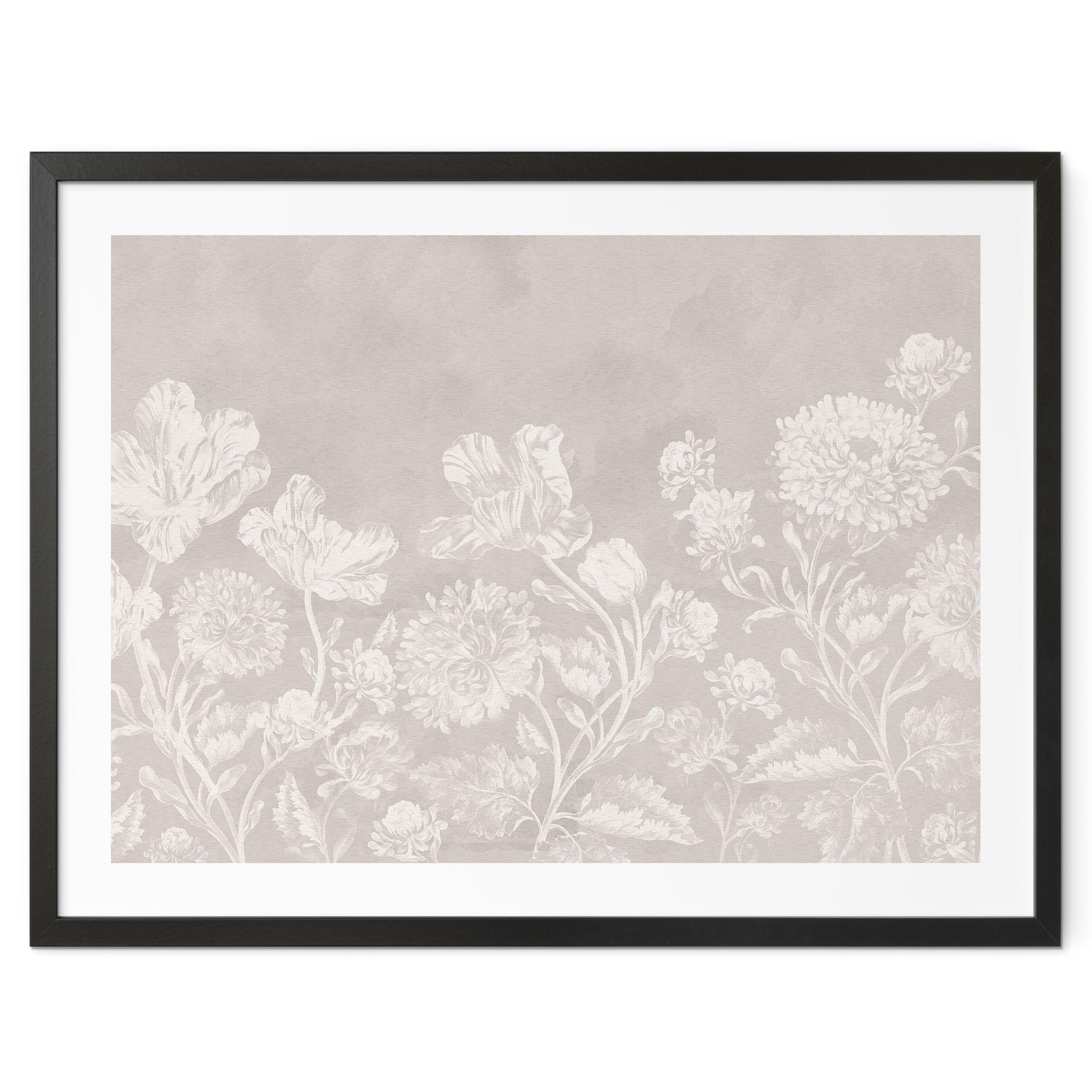 Blomster plakat vilde blomster i kridtlook beige - Bloomery Decor