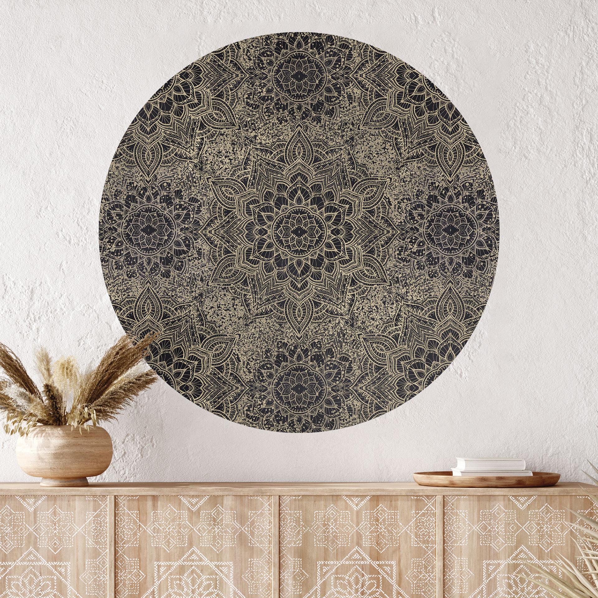 Wallsticker Mandala Boho antik guld - Bloomery Decor - Rund