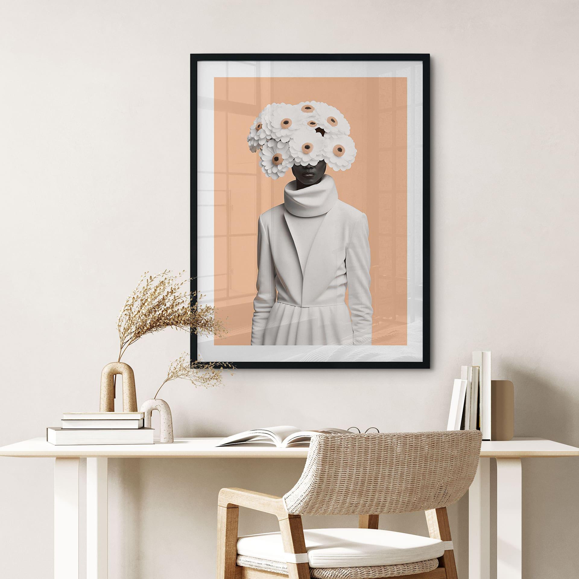 Plakat Dame i hvidt med blomster - Treechild
