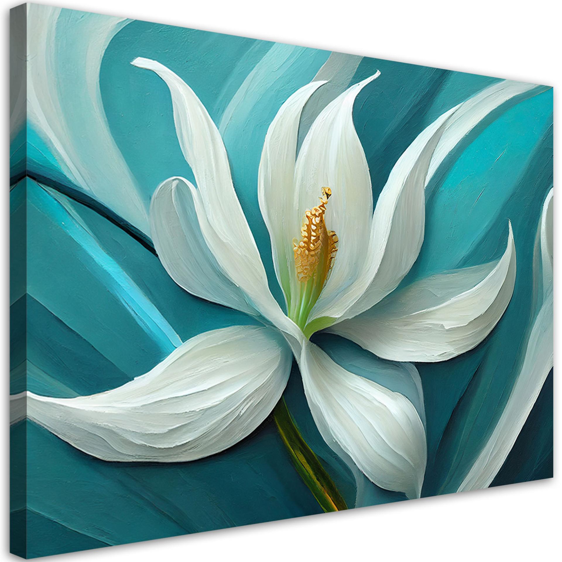 Leinwandbild Lilie türkis Blume gemalt