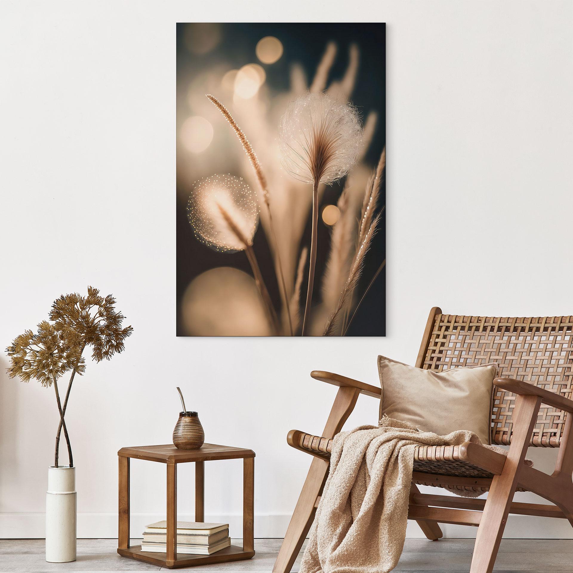 Billede Boho-græsser i gyldent lys - Aluminium Dibond - Treechild – print på aluminium (Alu-Dibond)