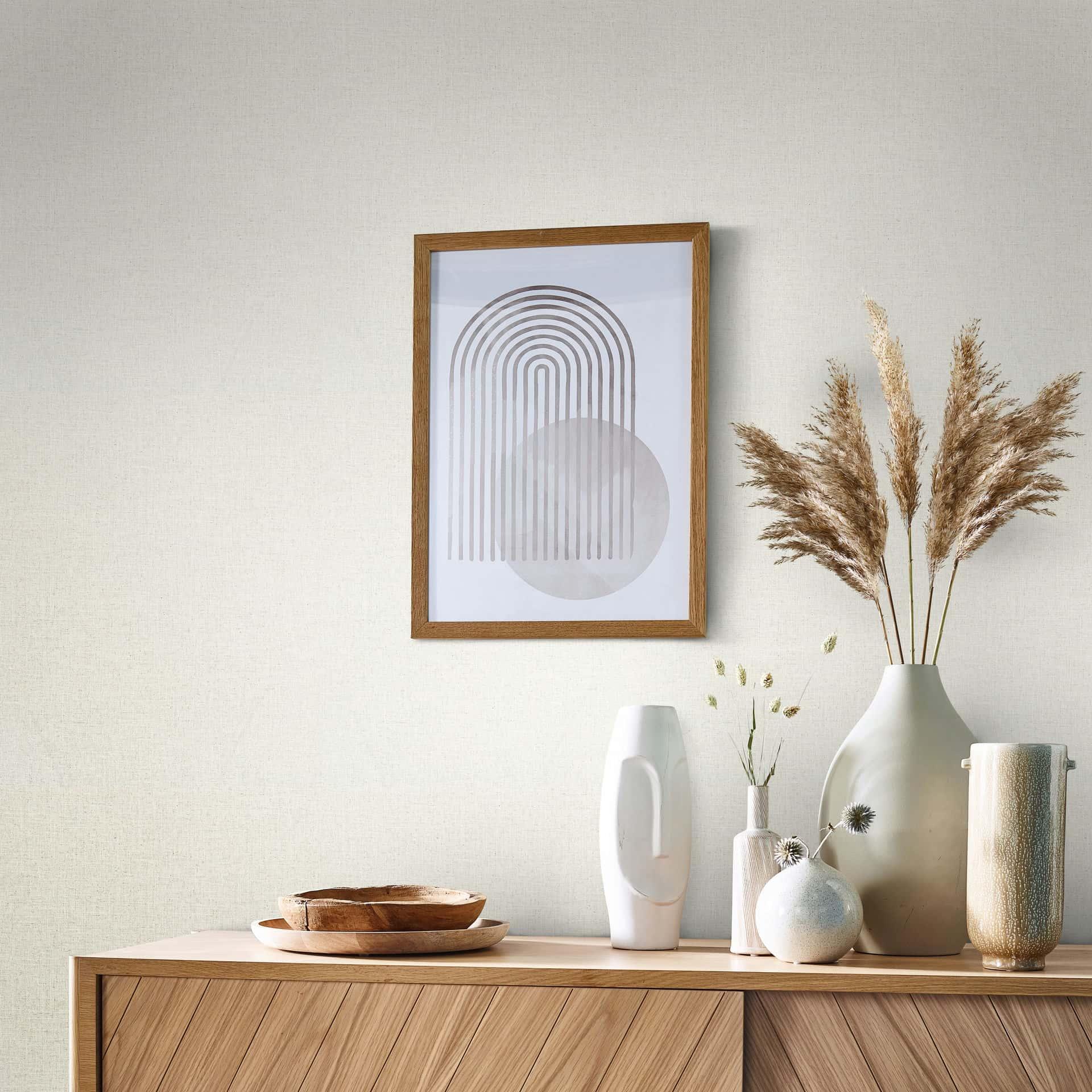 Vliesbehang structuur effen modern mat in wit, keuken