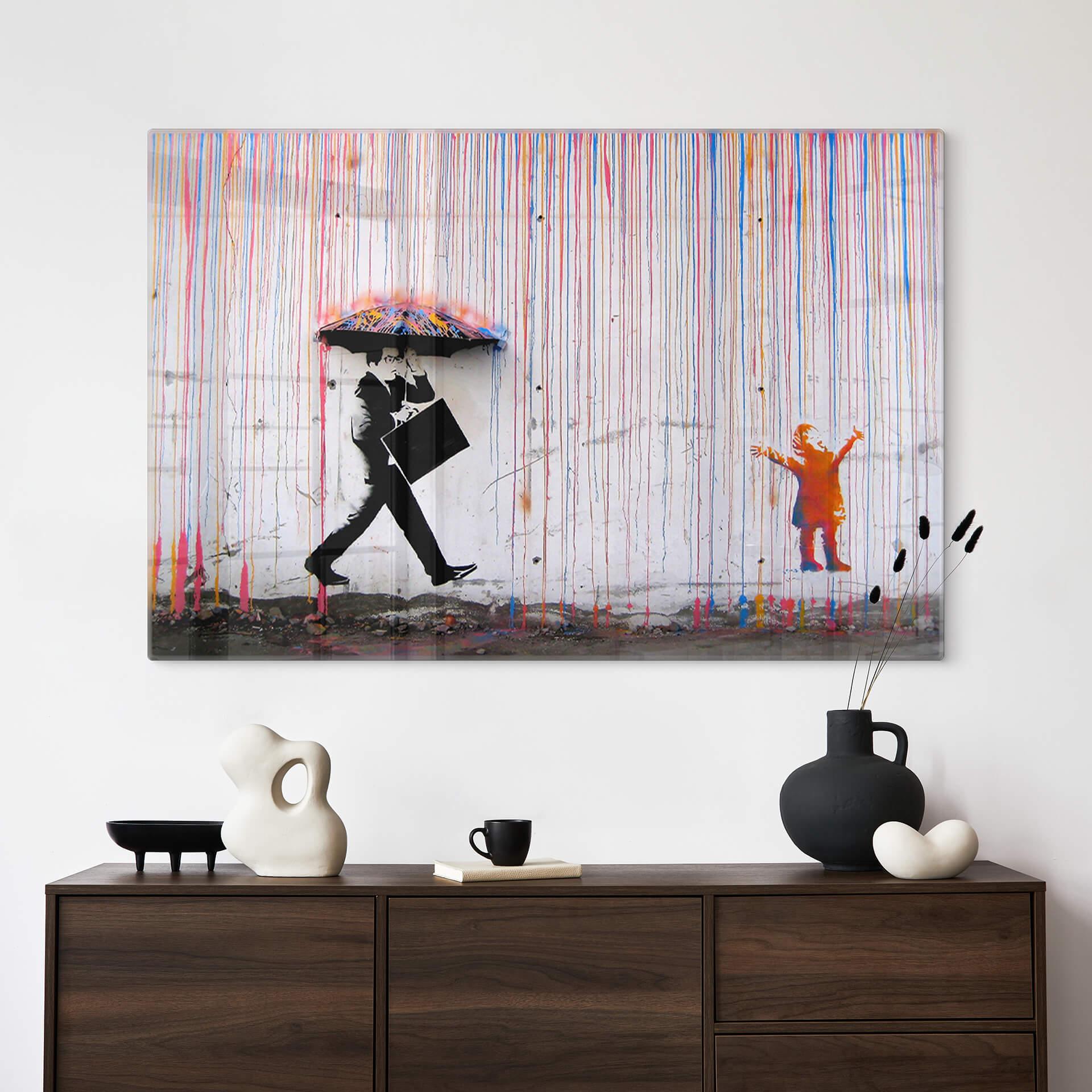 Tableau sur verre Banksy - Coloured Rain