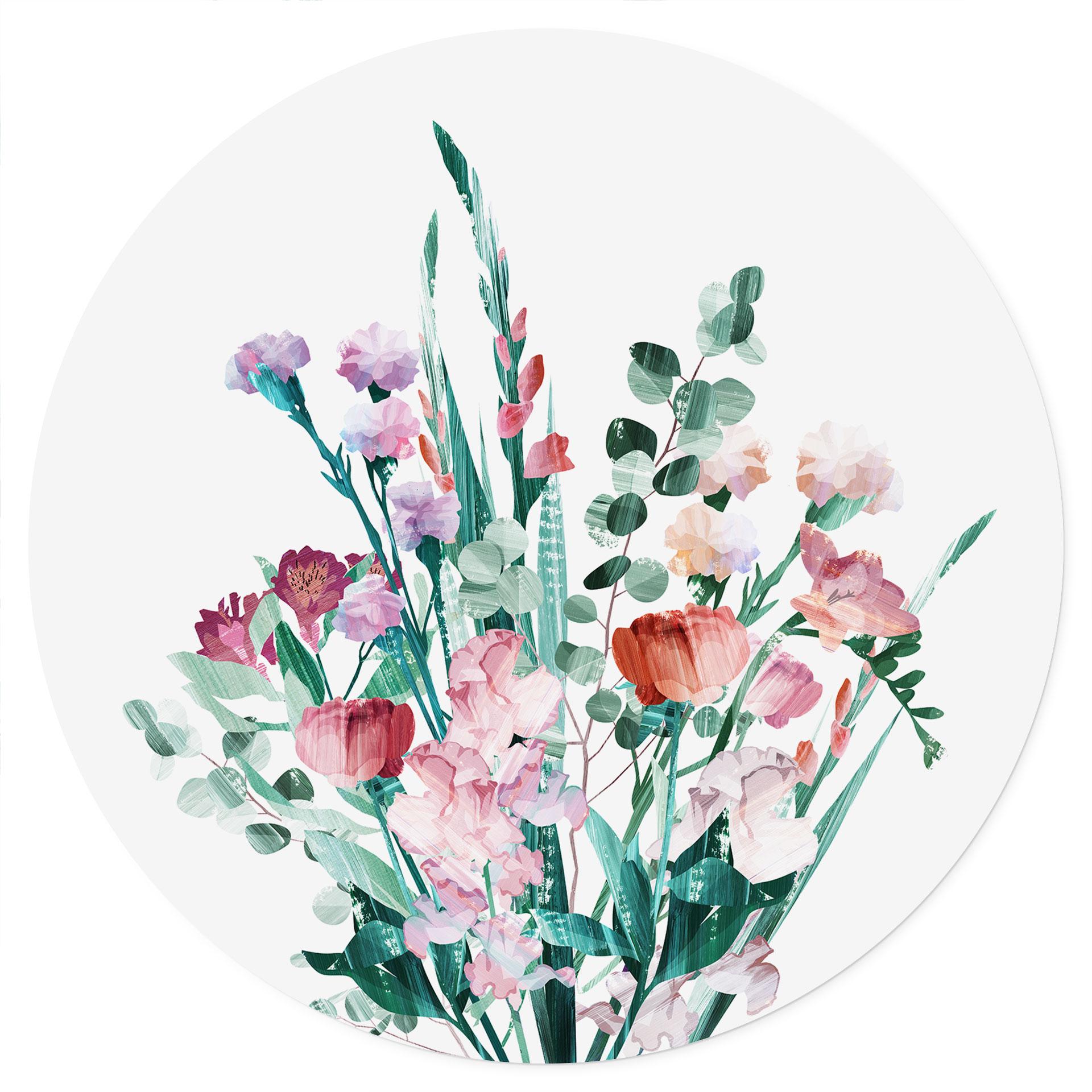 Muursticker Boeket wilde bloemen in de lente - Goed Blauw - Rond