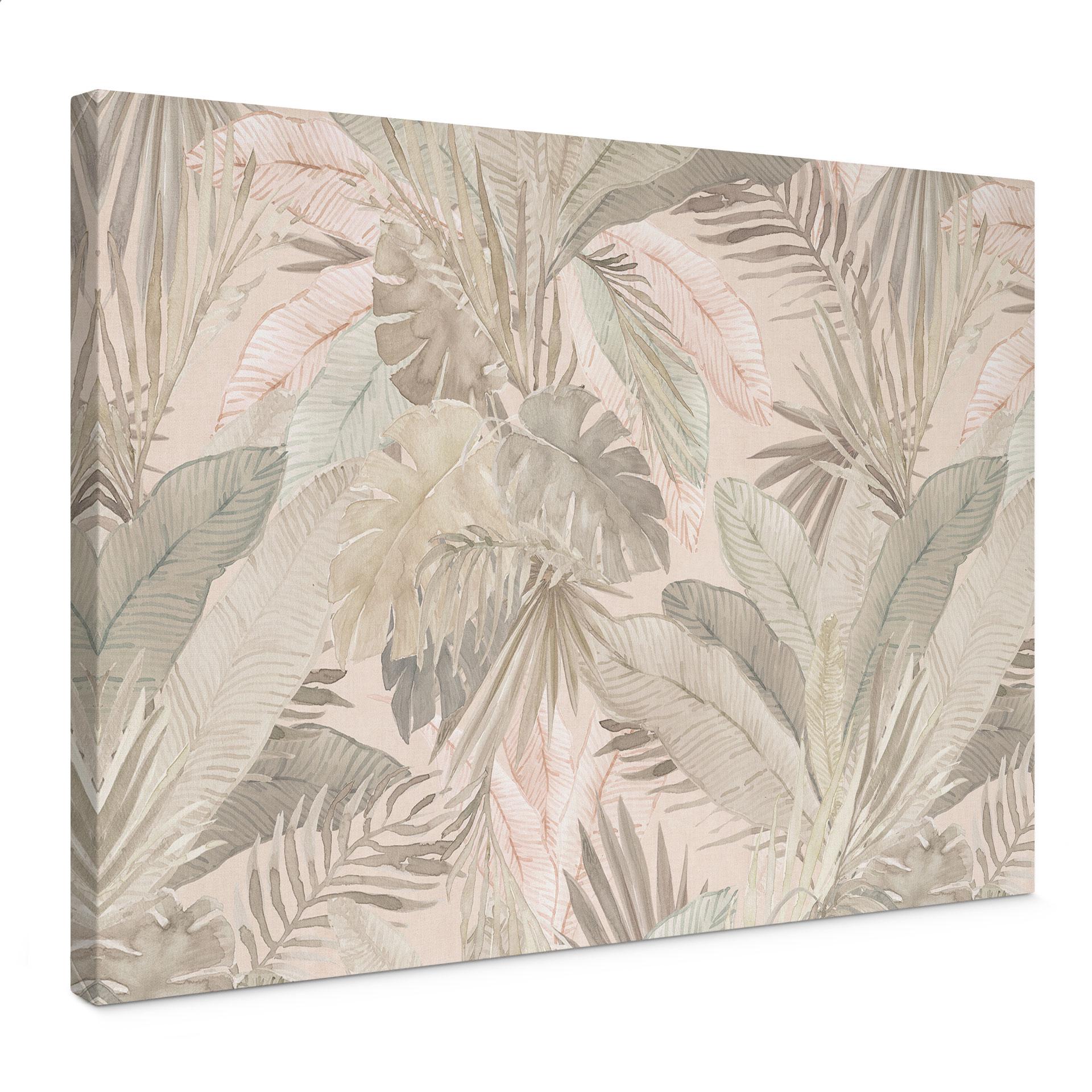 Canvasbillede tropiske blade i junglen pastel - Bloomery Decor