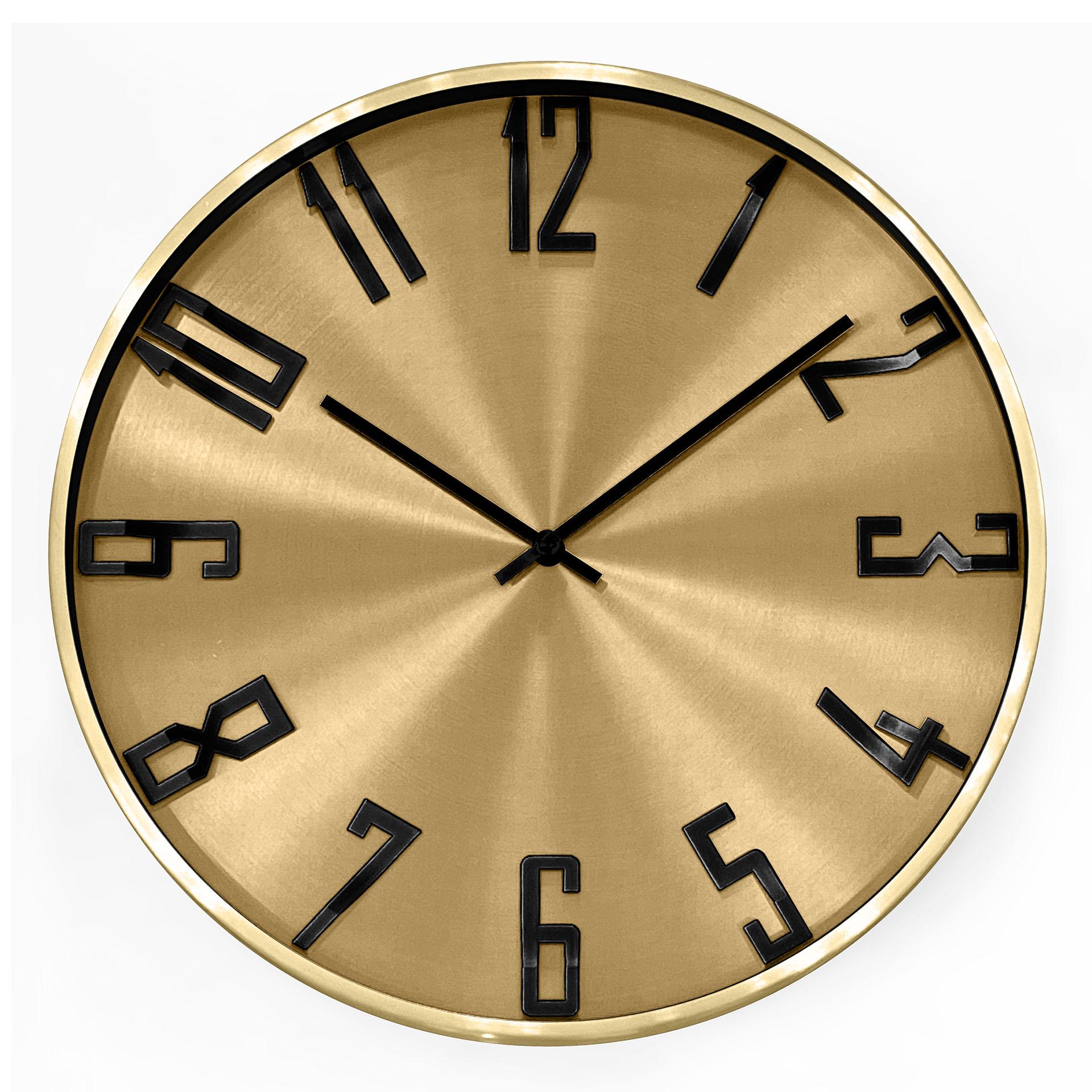 Moderne Wanduhr im Metallic-Look aus Aluminium, gold | Ø 30 cm