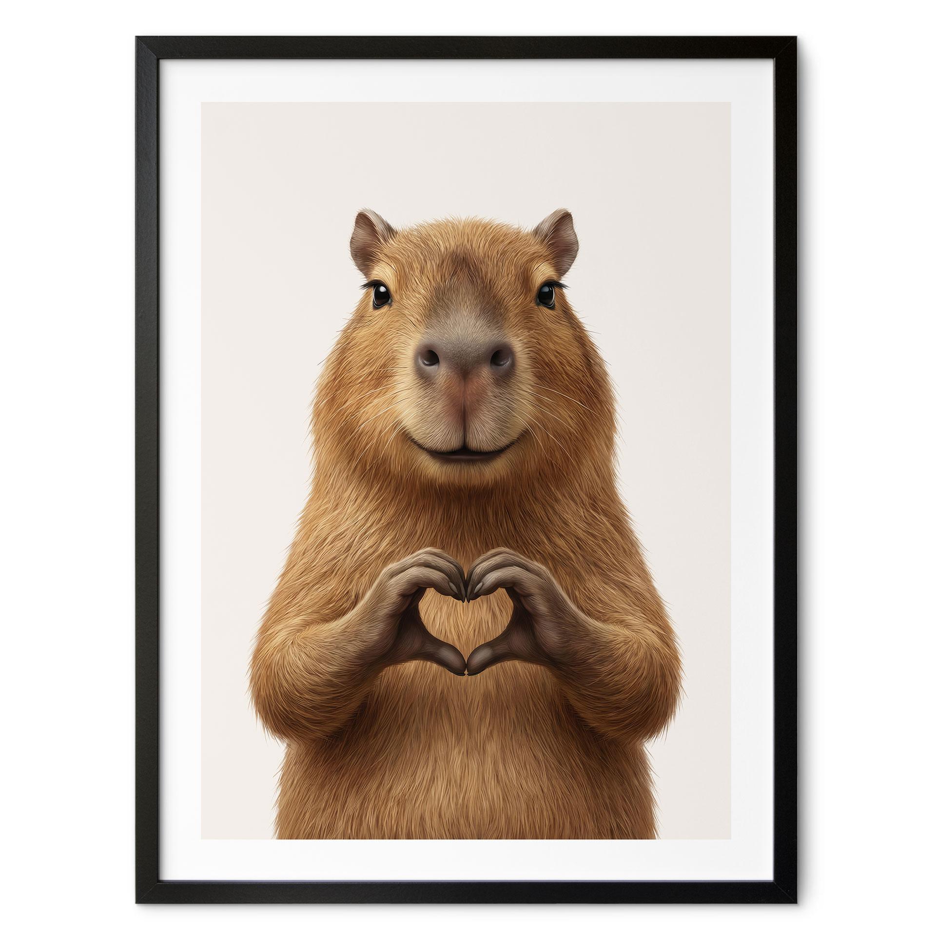 Plakat Capybara med hjertehånd