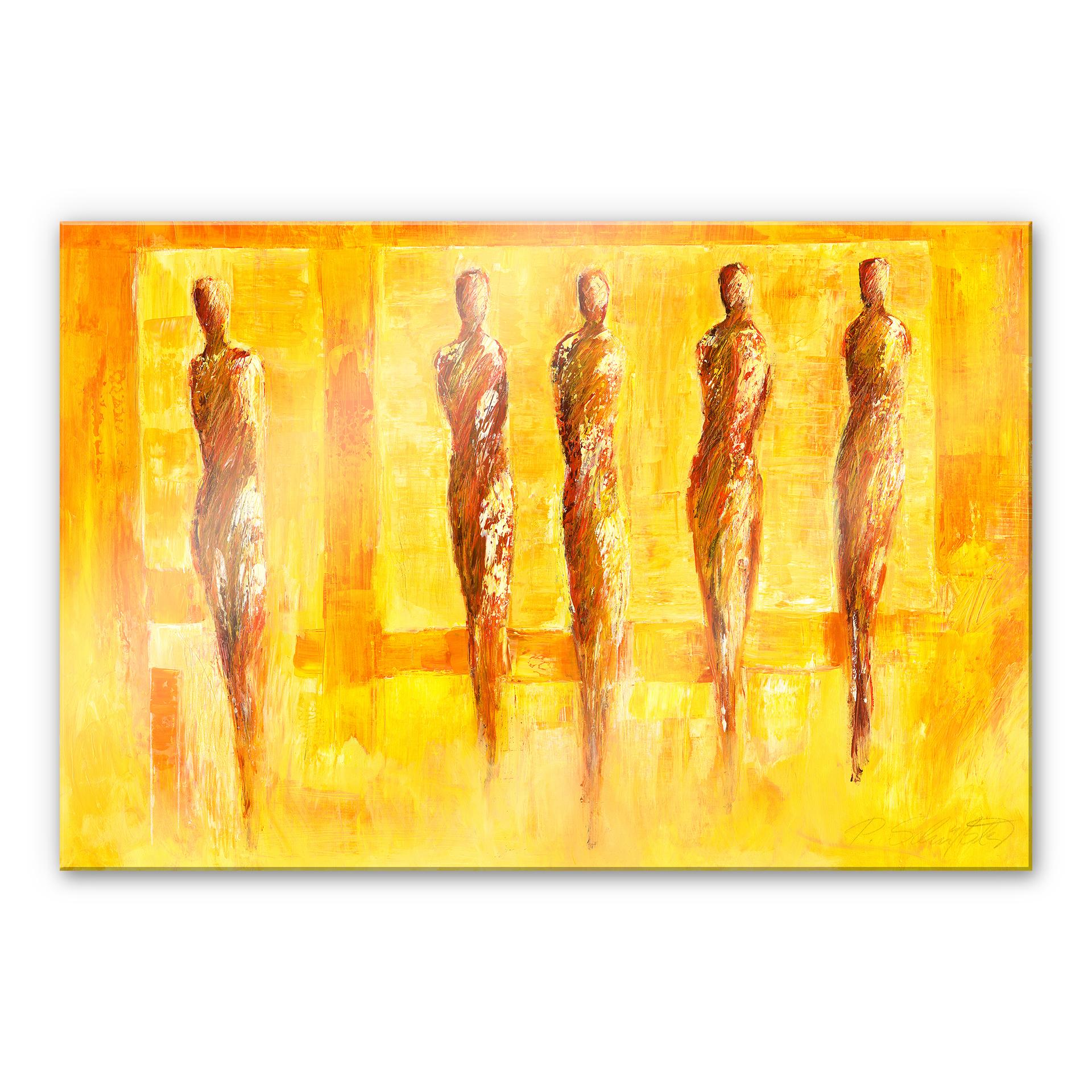 Akrylbillede Schüßler - Fem figurer i gult