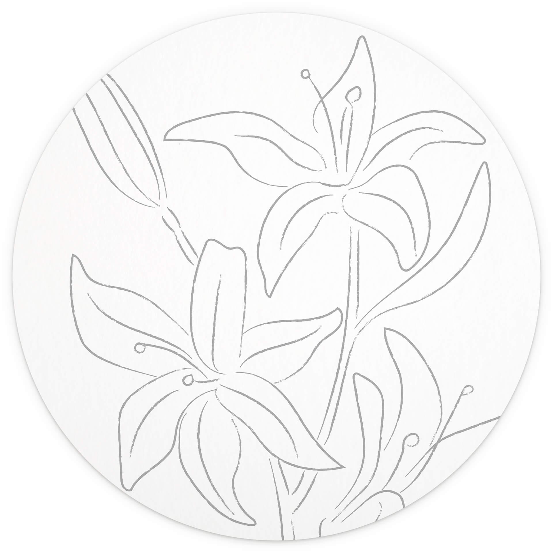 Behangcirkel 1X Studio - Line Art Floral  - vliesbehang/zelfklevend vliesbehang