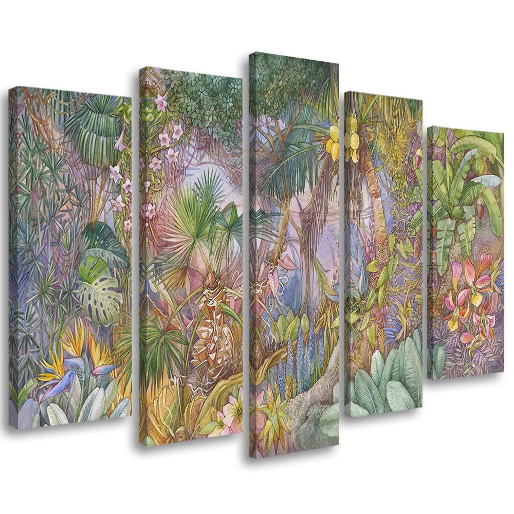 5 stykke lærredstryk Deep Jungle