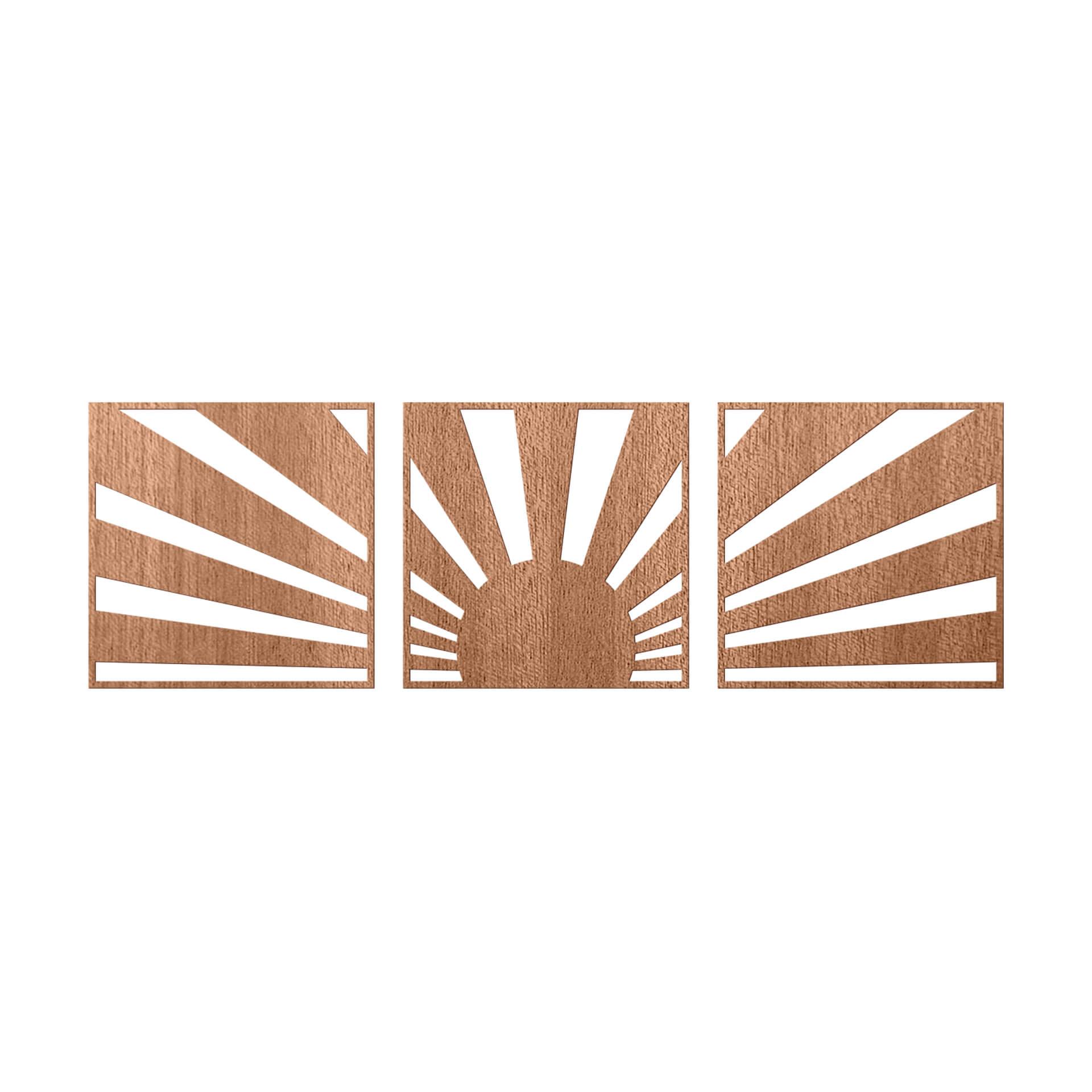 Houten Wanddecoratie Mahoniefineer Boho Sunset (3-delig)